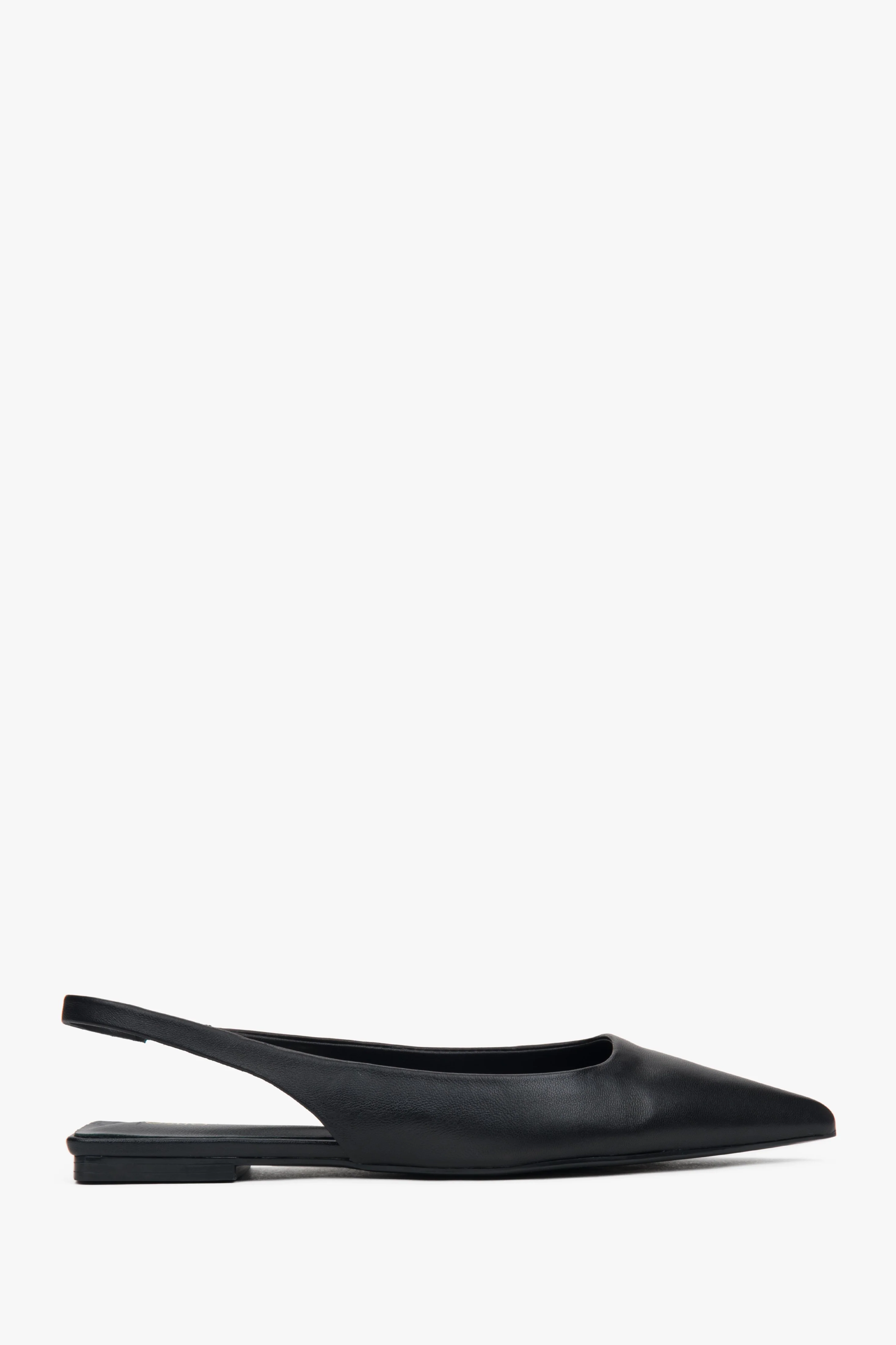 Czarne sandały damskie typu slingback na płaskim obcasie z czubkiem w szpic Estro ER00117219 - Image 2