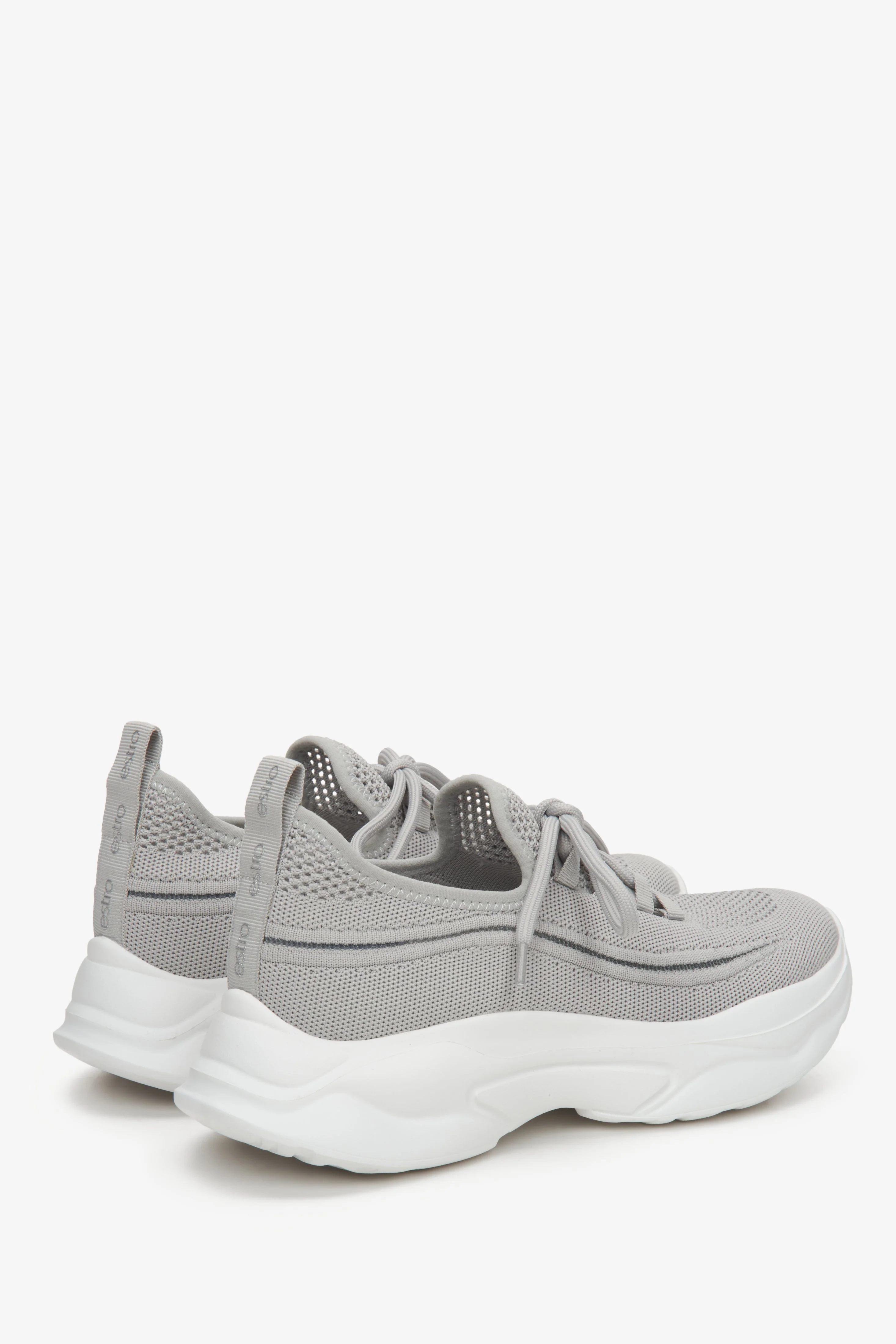 Szare niskie sneakersy damskie z siateczki na elastycznej podeszwie Estro ER00113220 - Image 5