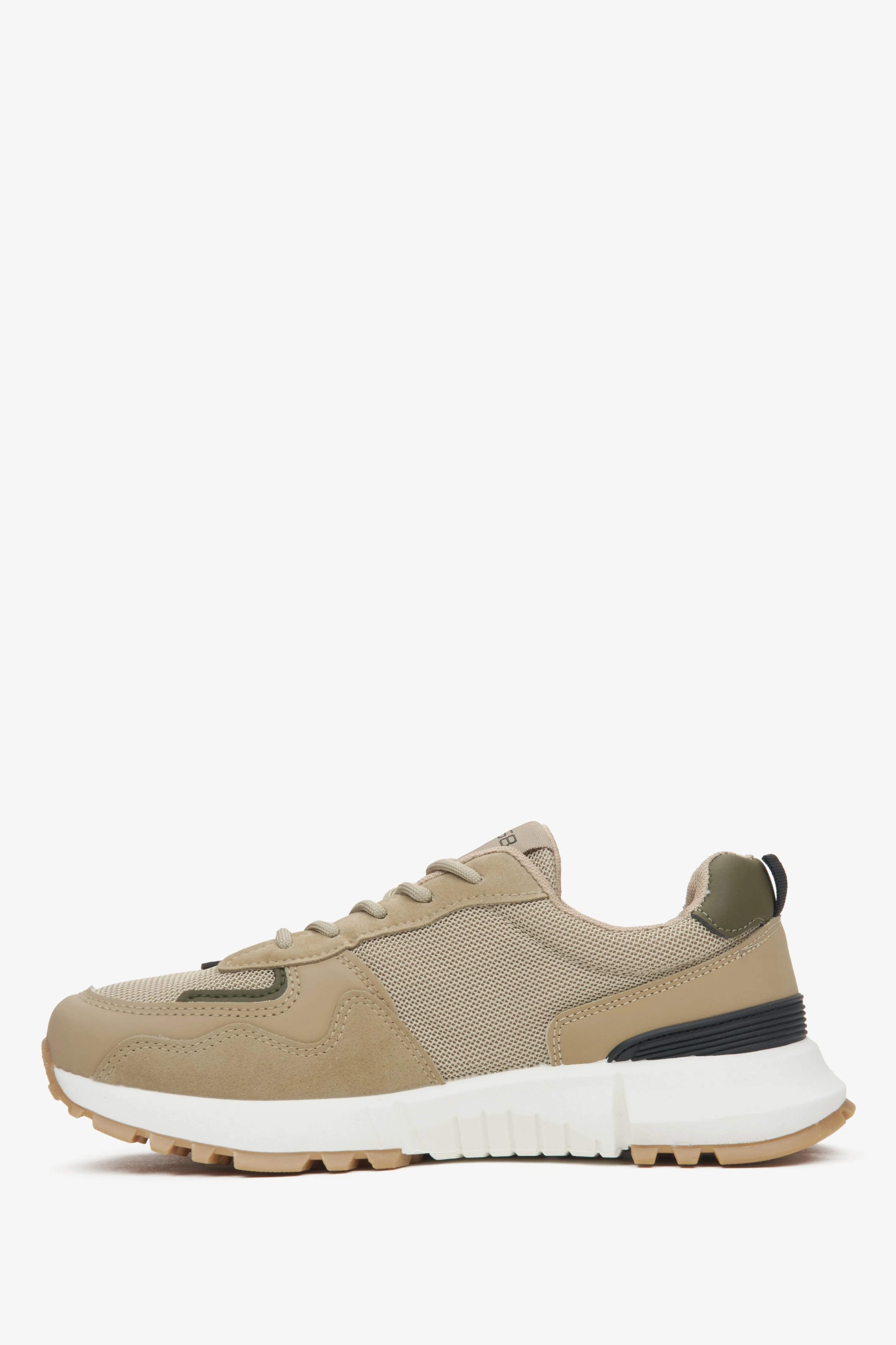 Beżowe sneakersy damskie z miękkich tekstyliów i ekoskóry ES8 ER00115854 - Image 3
