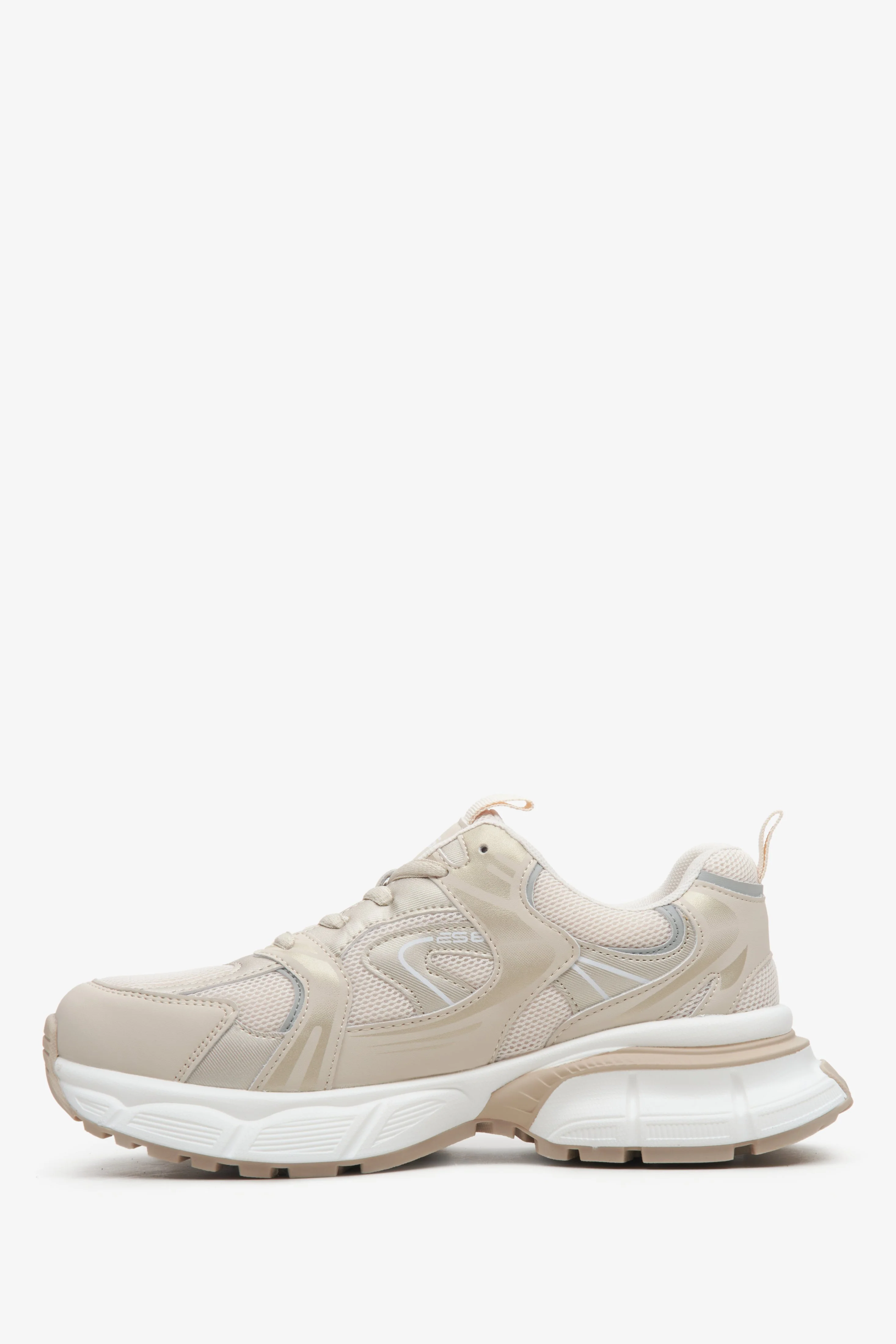 Beżowo-białe sneakersy damskie ze złotymi zdobieniami ES8 ER00114673 - Image 5