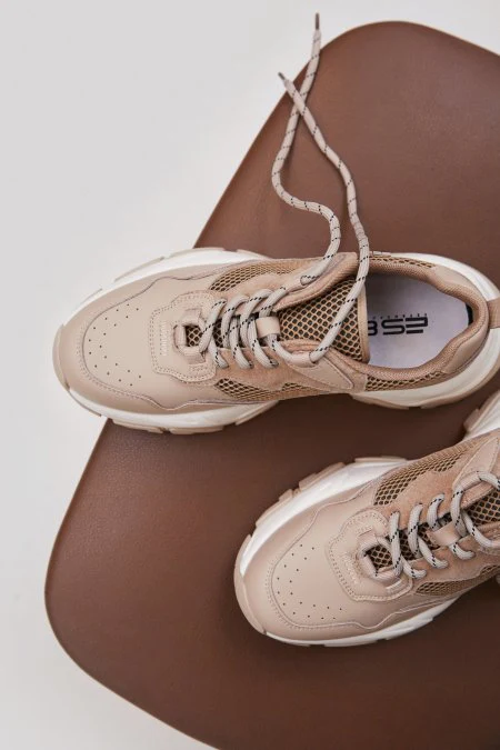 Beżowo-brązowe sneakersy damskie ze skóry naturalnej ES8 ER00112277 - Image 2