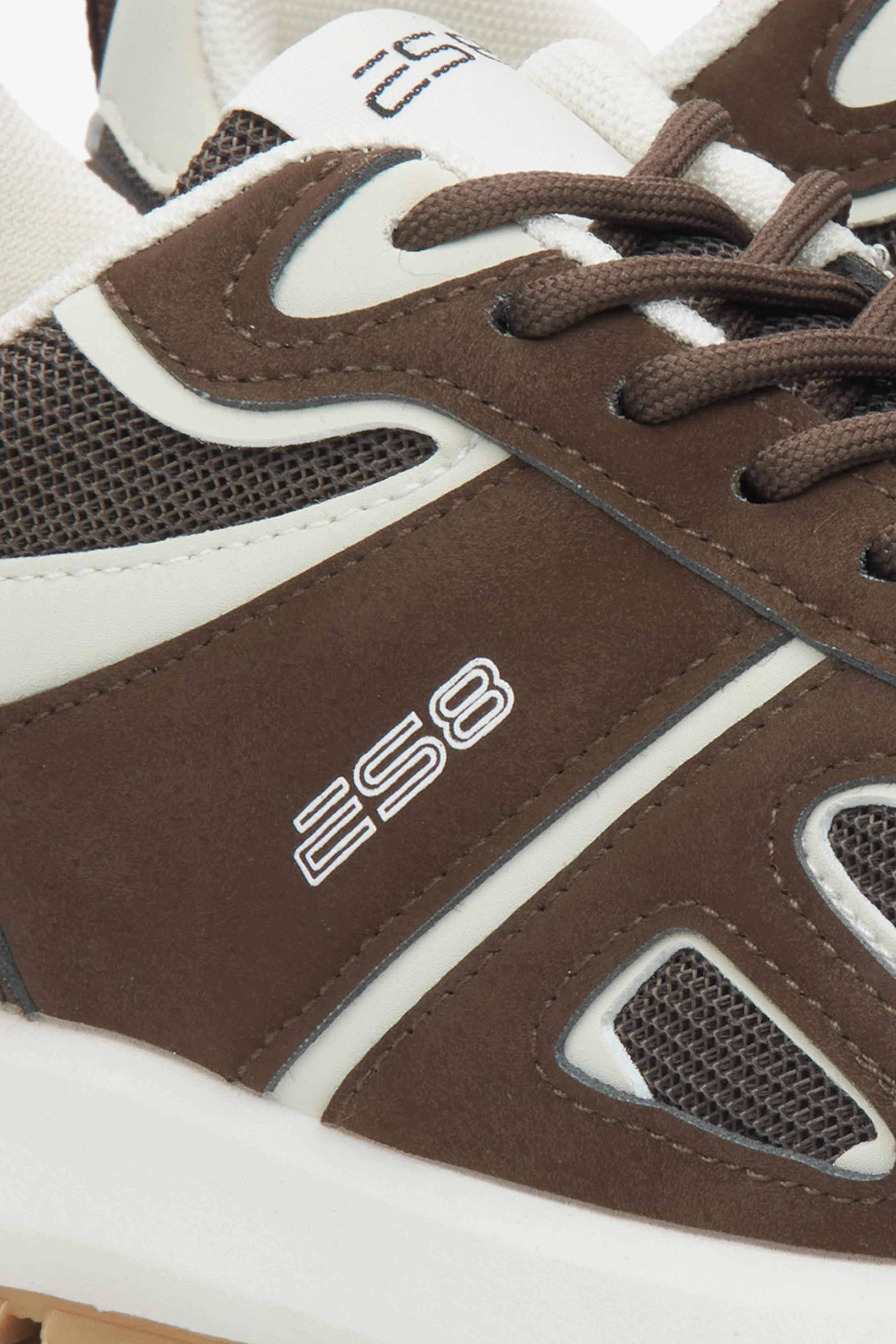 Damskie sneakersy w brązowym kolorze z tekstyliów i ekoskóry ES8 ER00115857 - Image 6