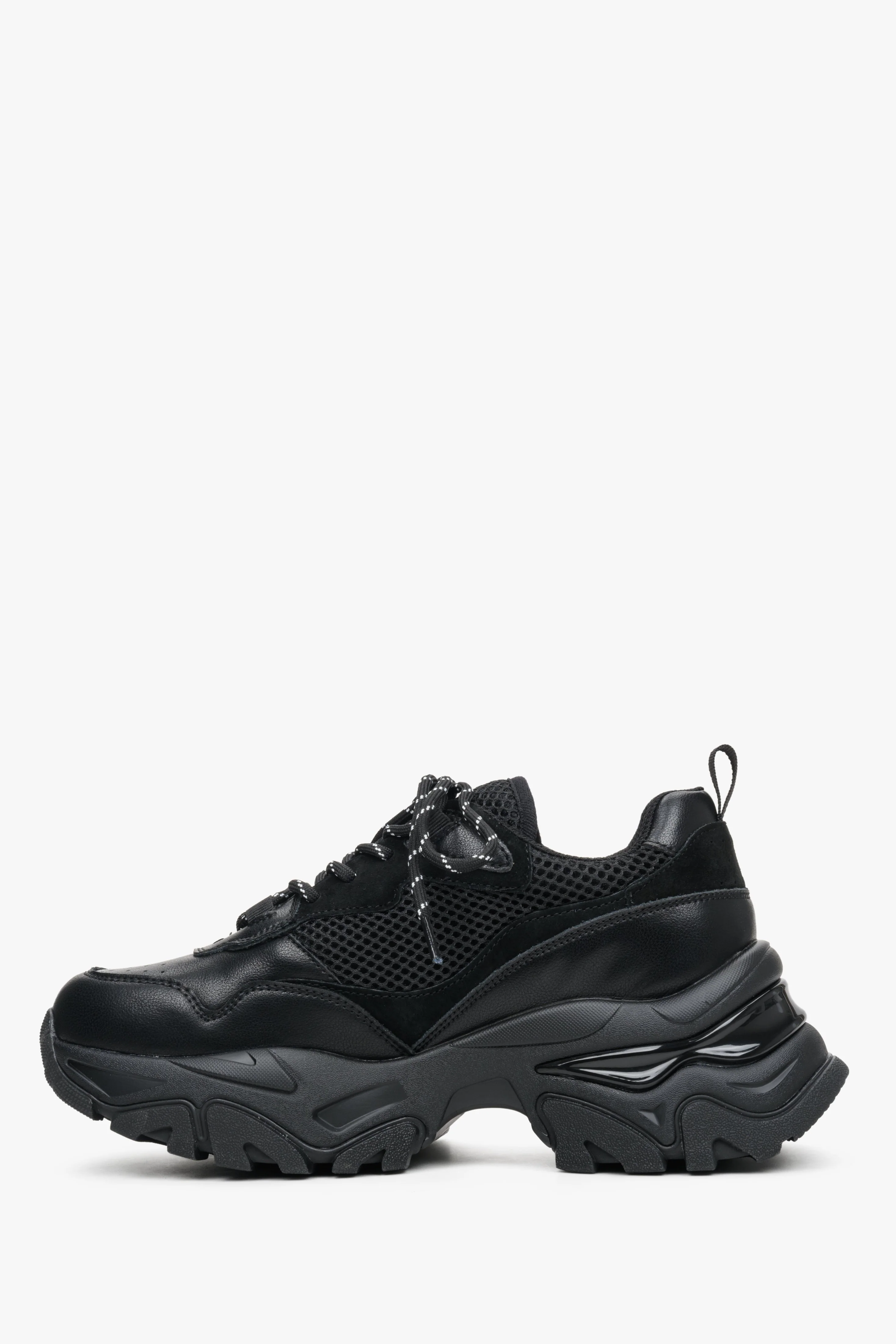 Czarne sneakersy damskie ze skóry naturalnej ES 8 ER00112276 - Image 2