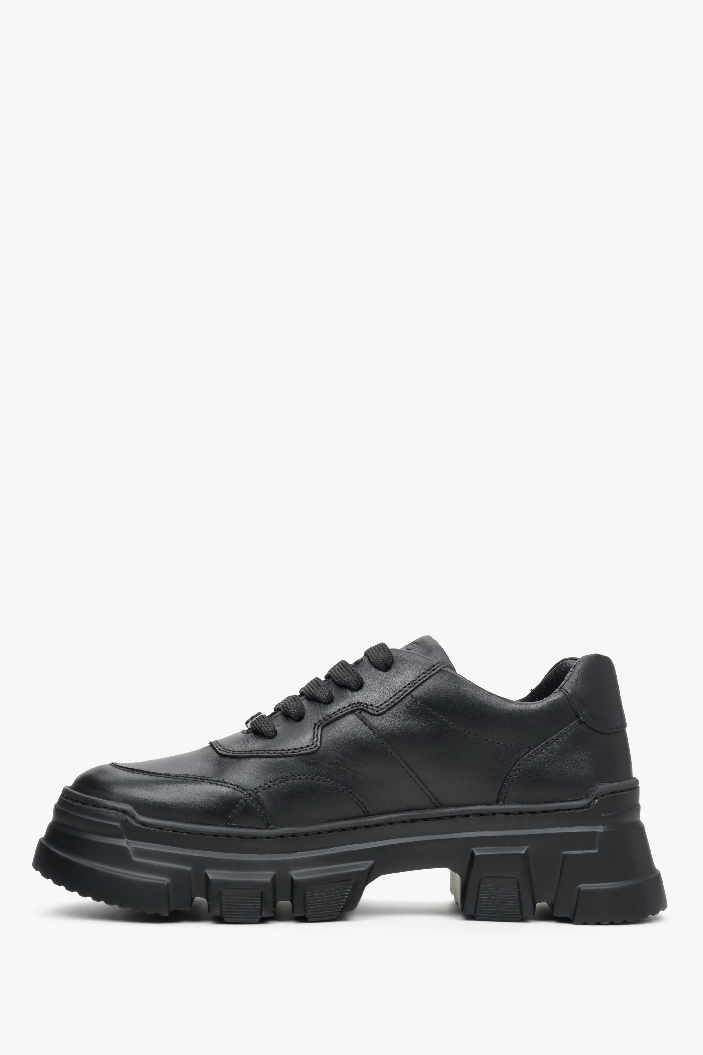 Czarne skórzane sneakersy damskie na masywnej podeszwie Estro ER00113362 - Image 3