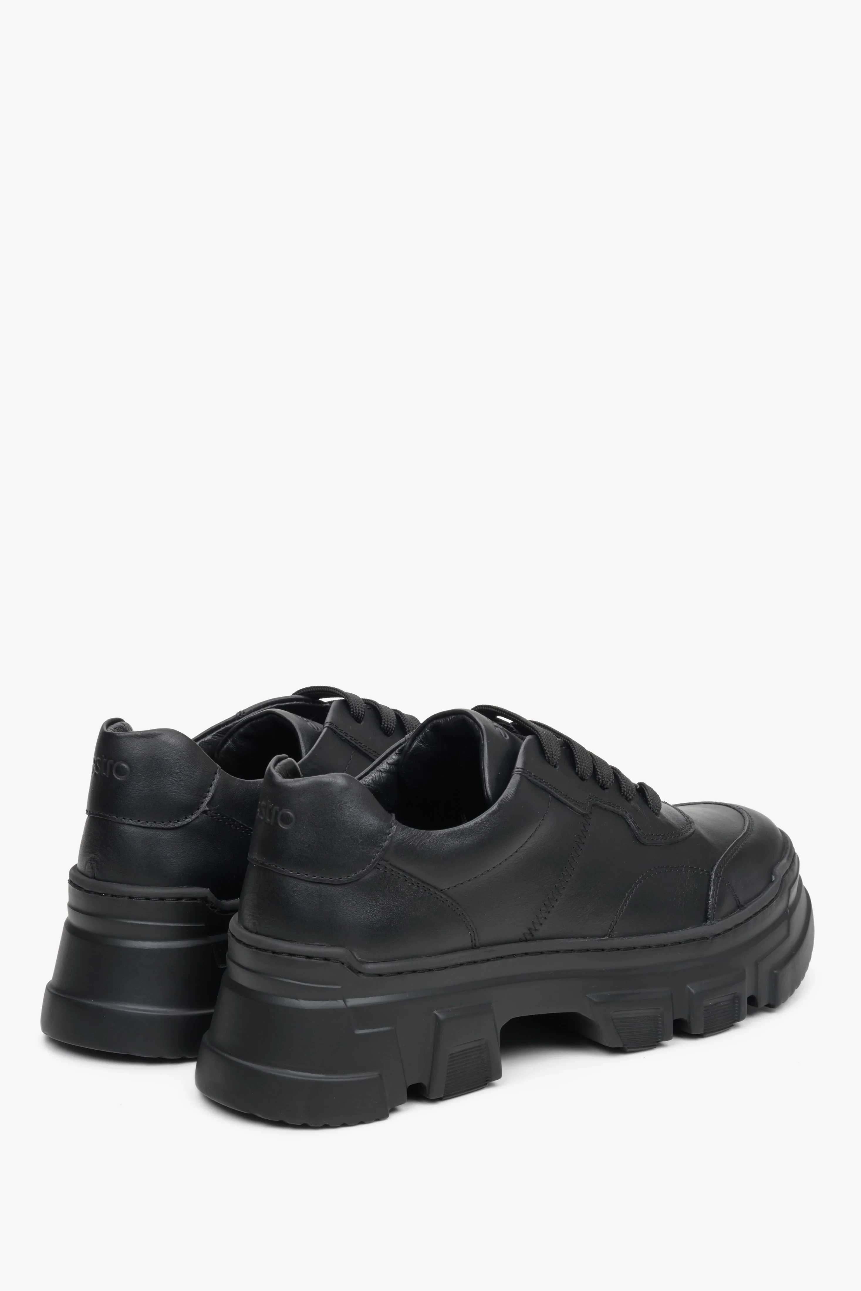 Czarne skórzane sneakersy damskie na masywnej podeszwie Estro ER00113362 - Image 5