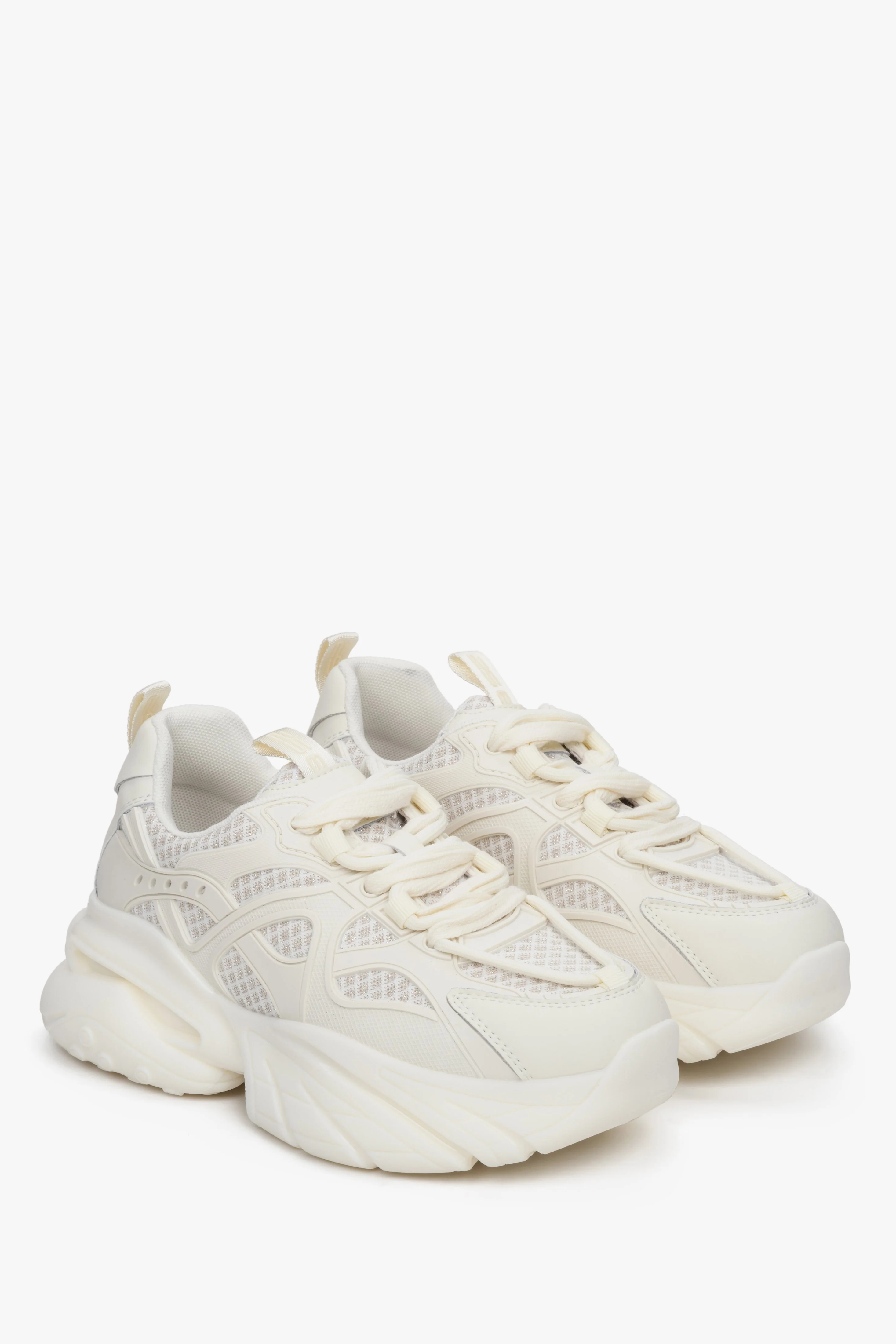 Beżowe sneakersy damskie na grubej podeszwie z siateczką ES 8 ER00112600 - Image 3