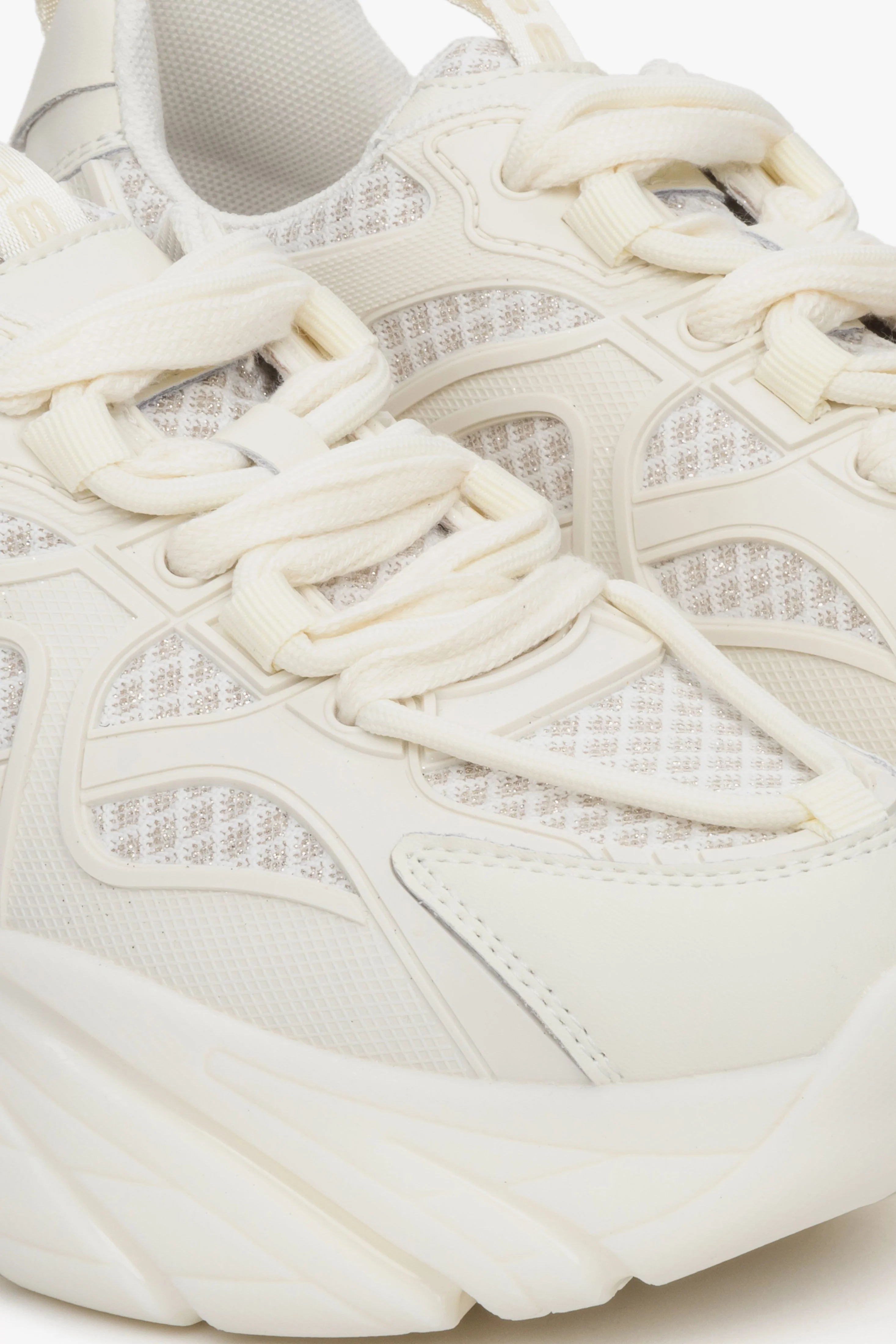 Beżowe sneakersy damskie na grubej podeszwie z siateczką ES 8 ER00112600 - Image 8