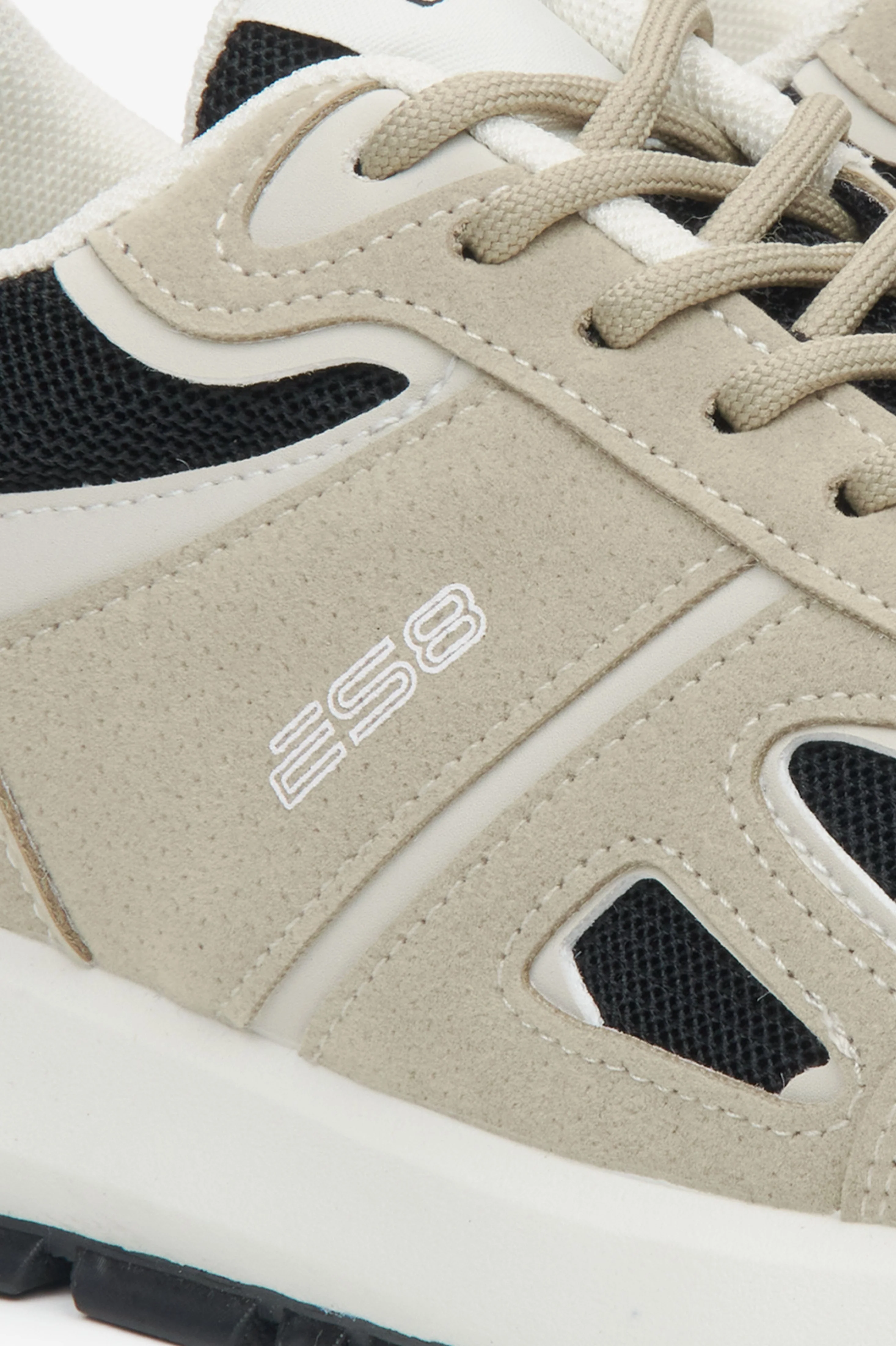 Jasnobeżowe sneakersy damskie z tekstyliów i ekoskóry ES8 ER00115856 - Image 6