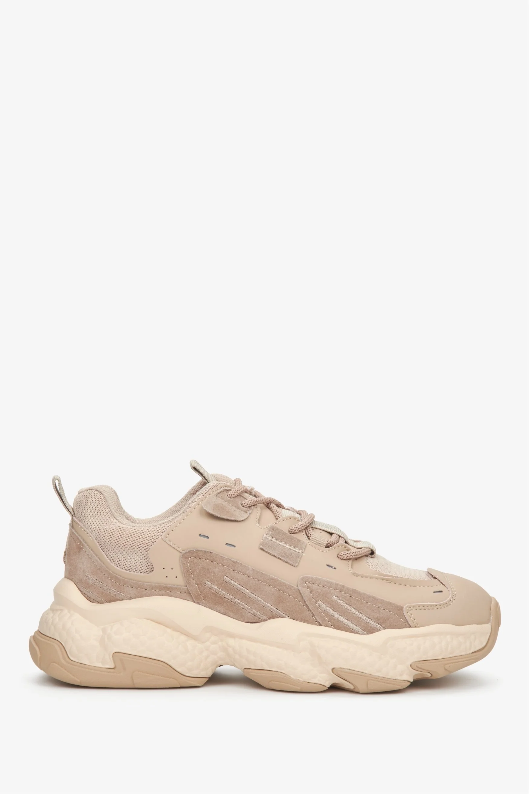 Beżowo-brązowe sneakersy damskie z łączonych materiałów ES8 ER00108946 - Image 8
