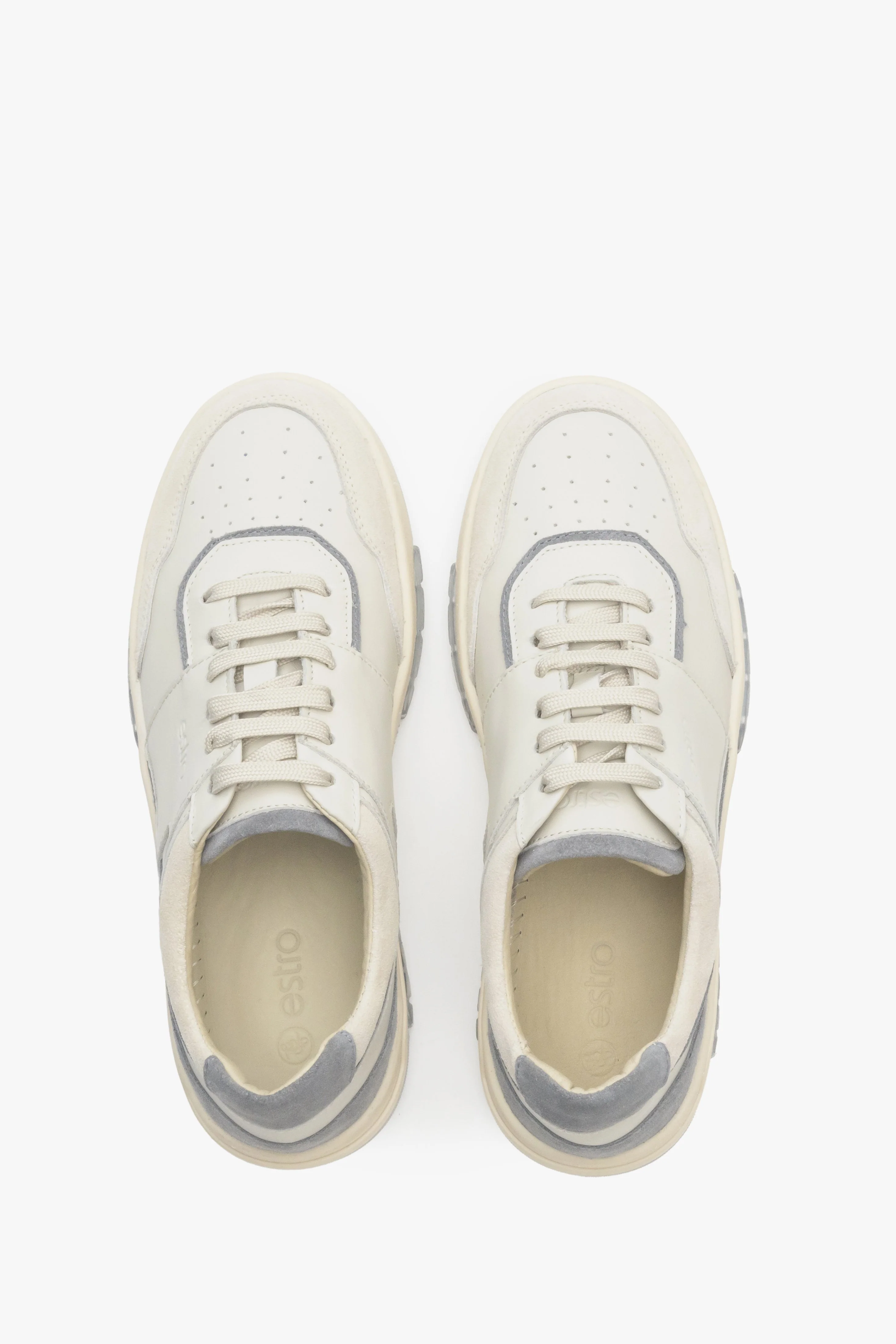 Niebiesko-białe sneakersy damskie z łączonych materiałów Estro ER00113300 - Image 5