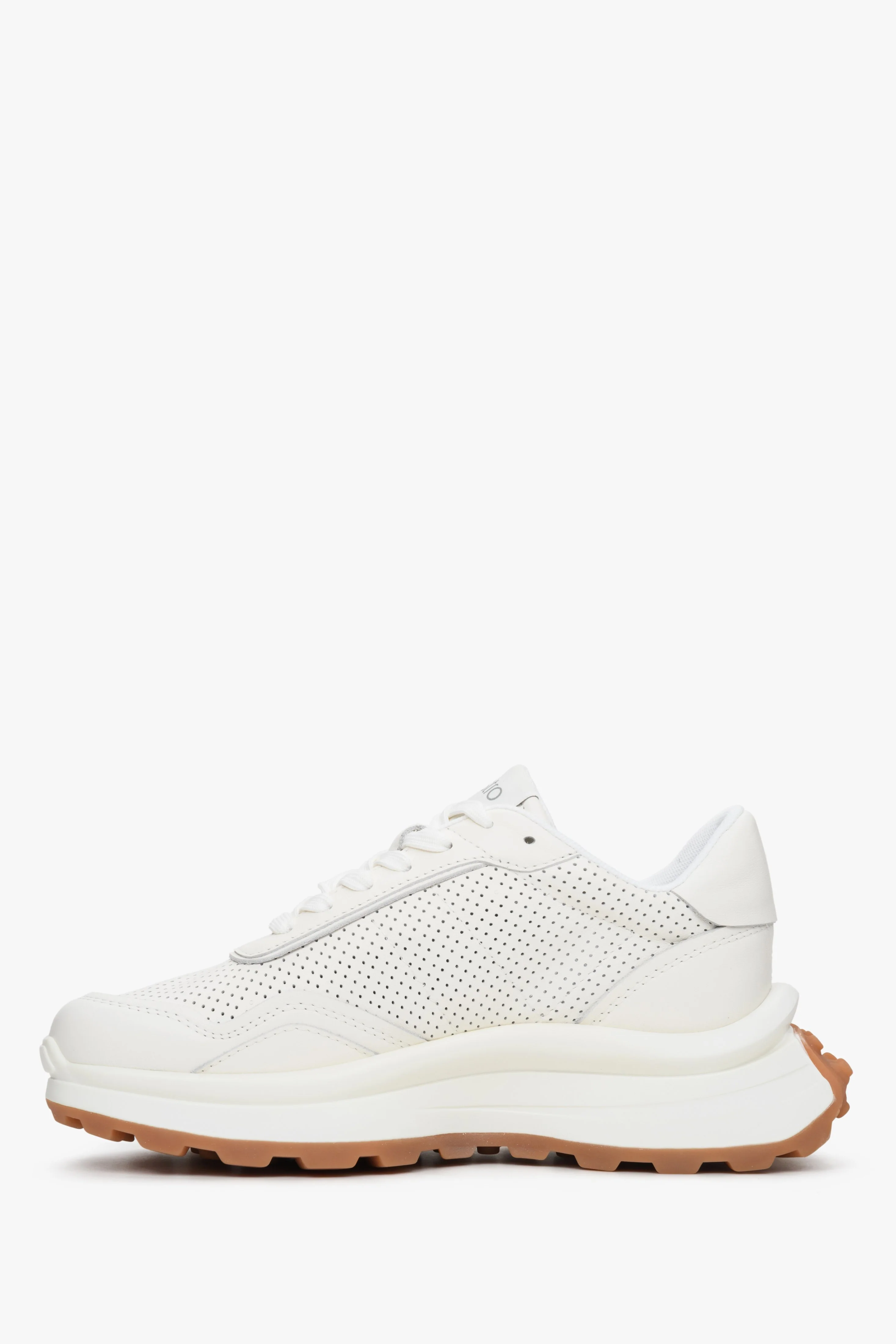 Białe skórzane sneakersy damskie z perforacją na lato Estro ER00112714 - Image 3