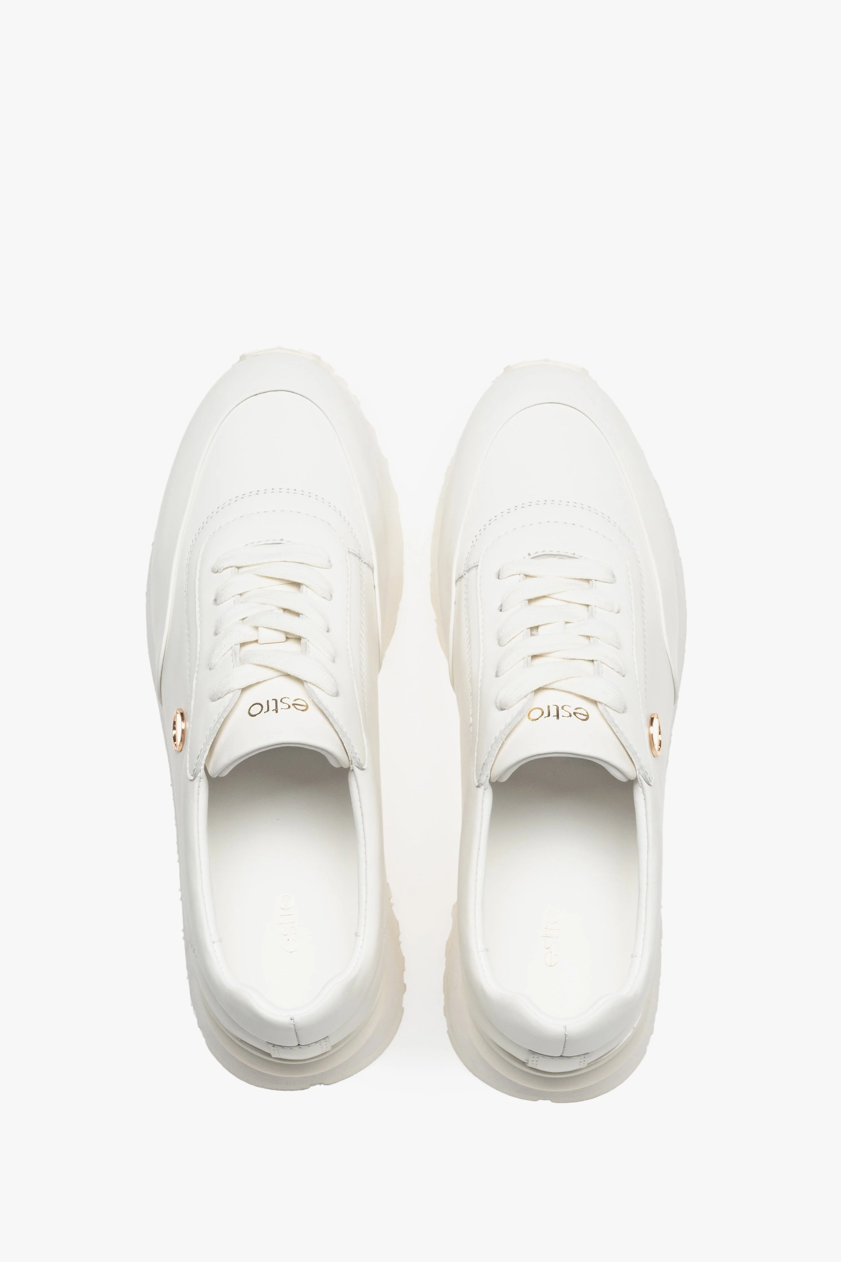 Białe skórzane sneakersy damskie ze sprężystą podeszwą Estro ER00116921 - Image 4