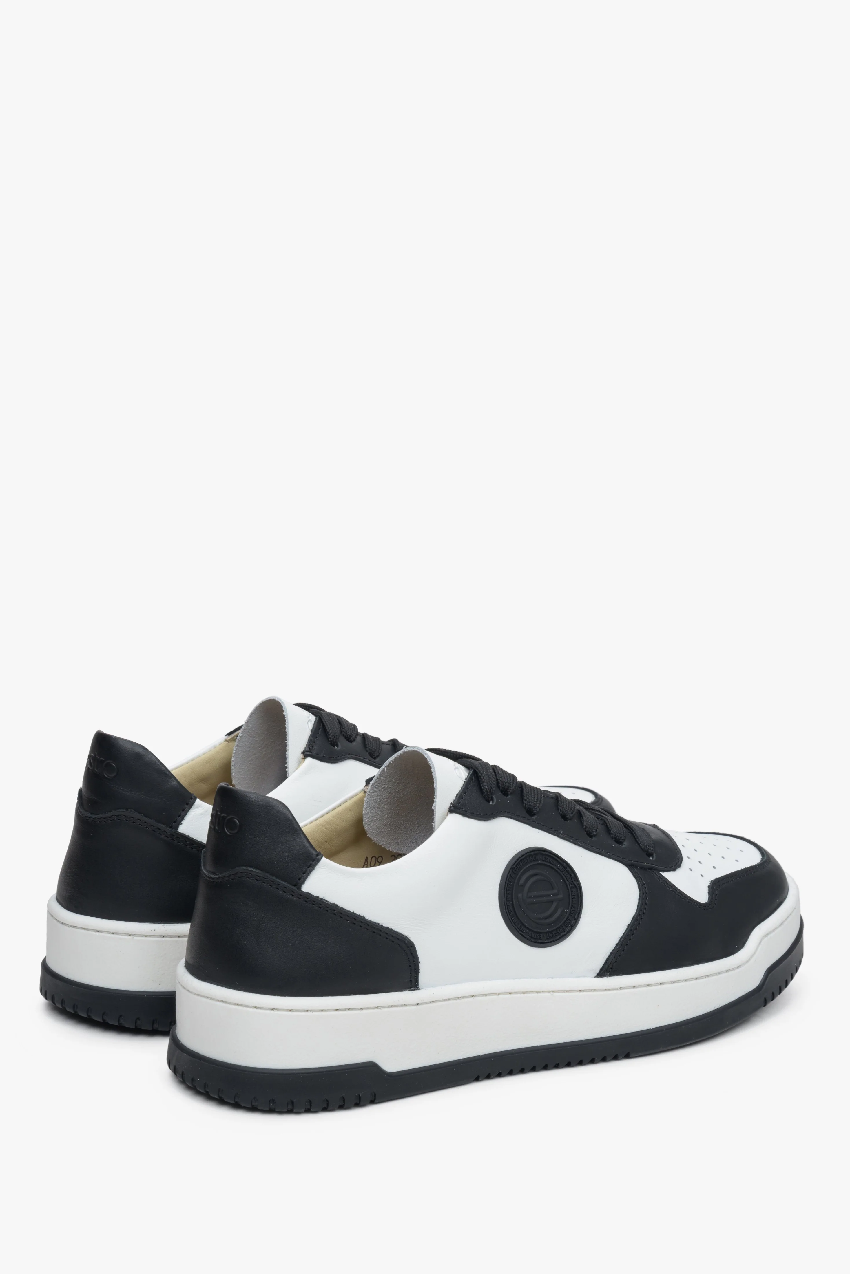 Biało-czarne sneakersy damskie ze skóry naturalnej Estro ER00113170 - Image 6