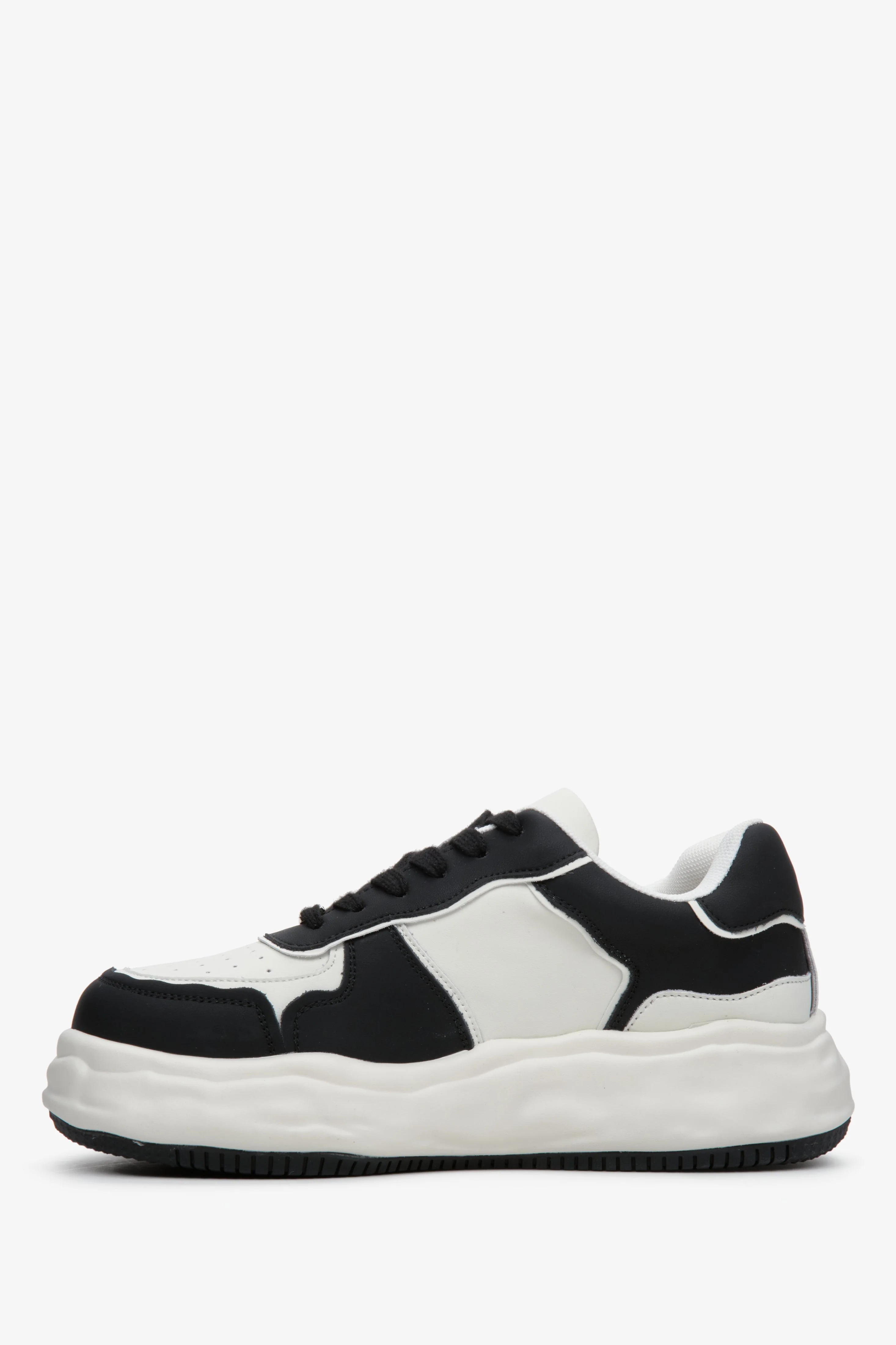 Czarno-białe sneakersy damskie ze skóry naturalnej Estro ER00113581 - Image 6