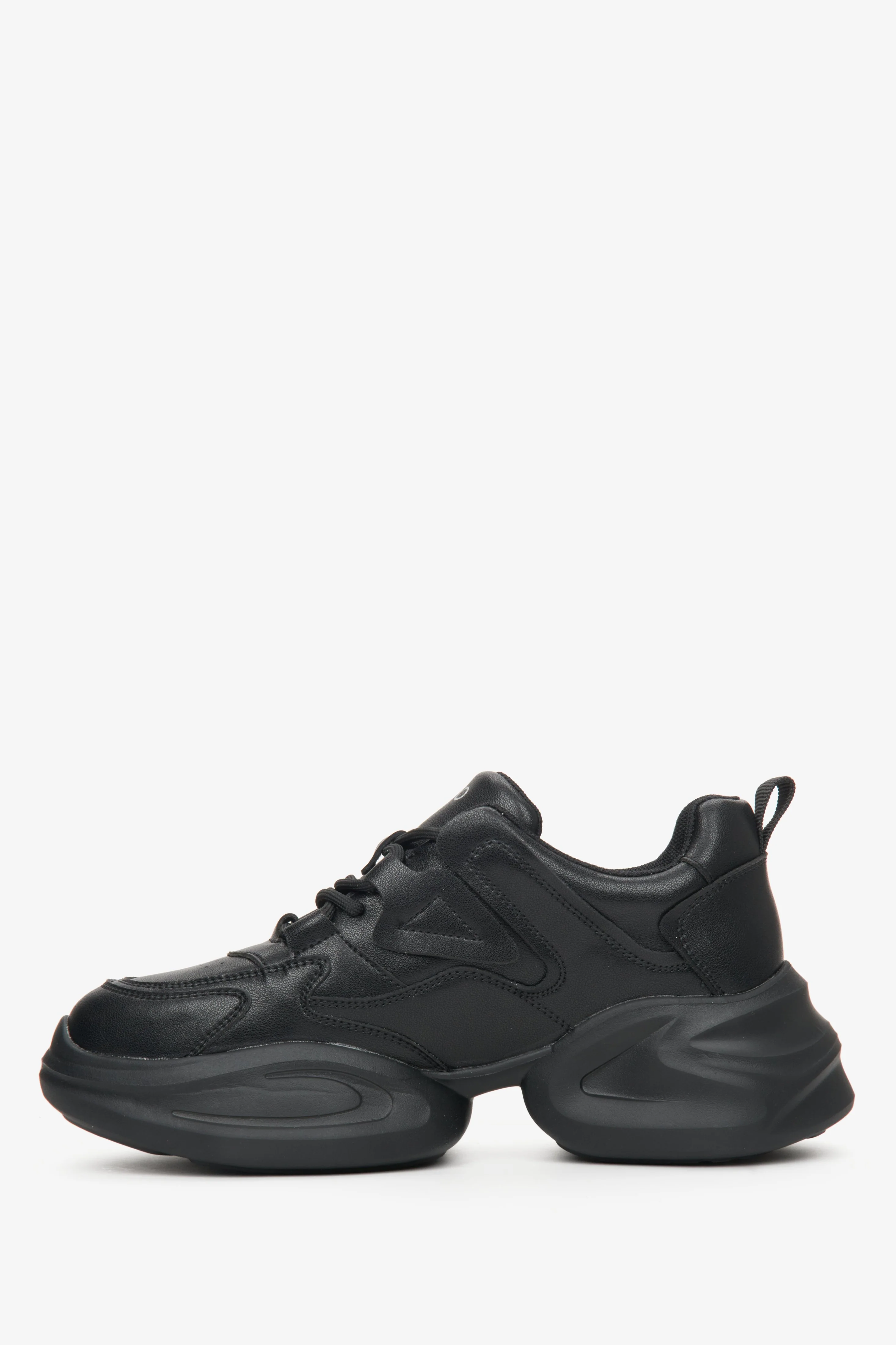 Czarne skórzane sneakersy damskie na grubej platformie Estro ER00112596 - Image 3