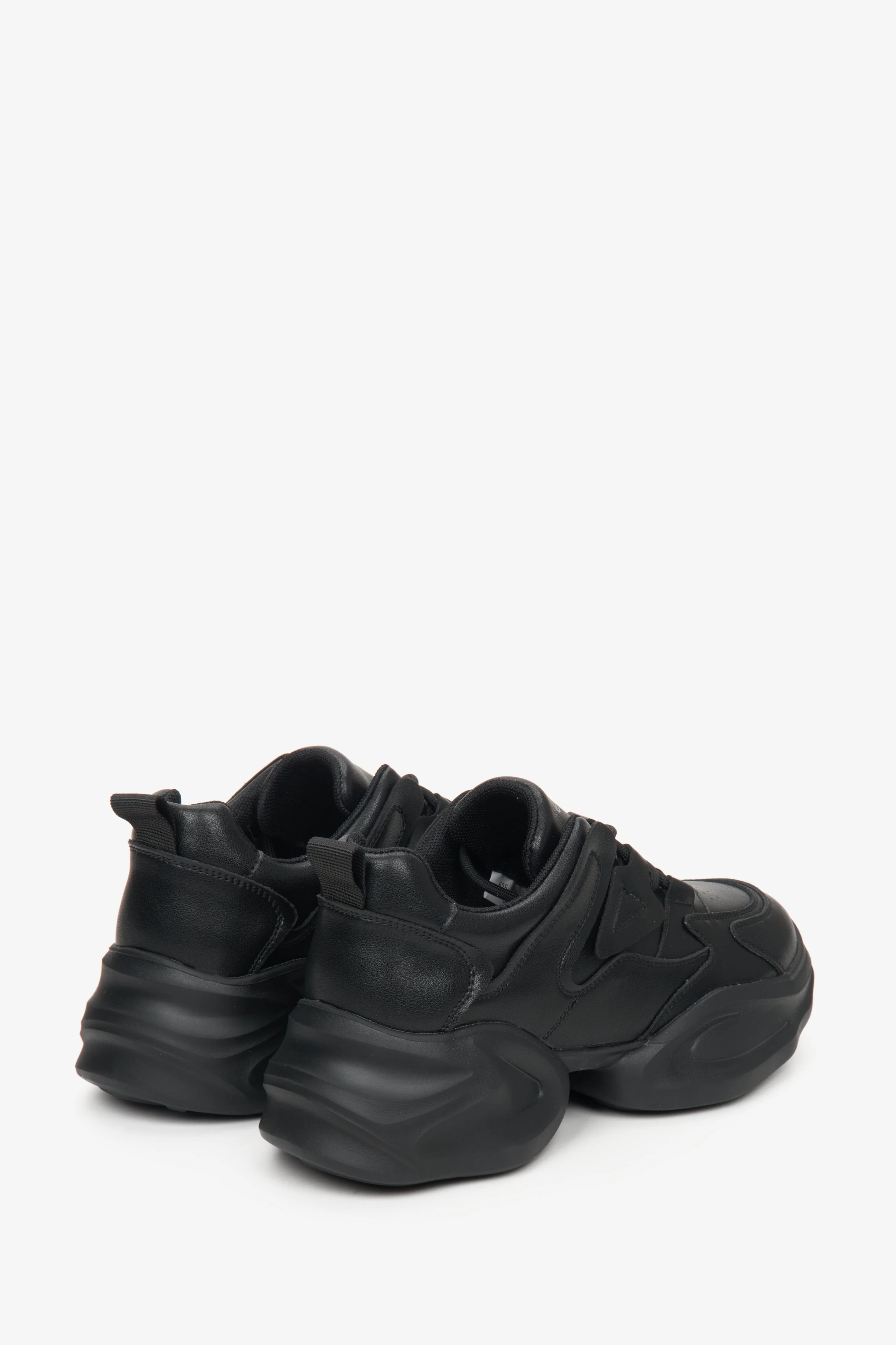 Czarne skórzane sneakersy damskie na grubej platformie Estro ER00112596 - Image 5