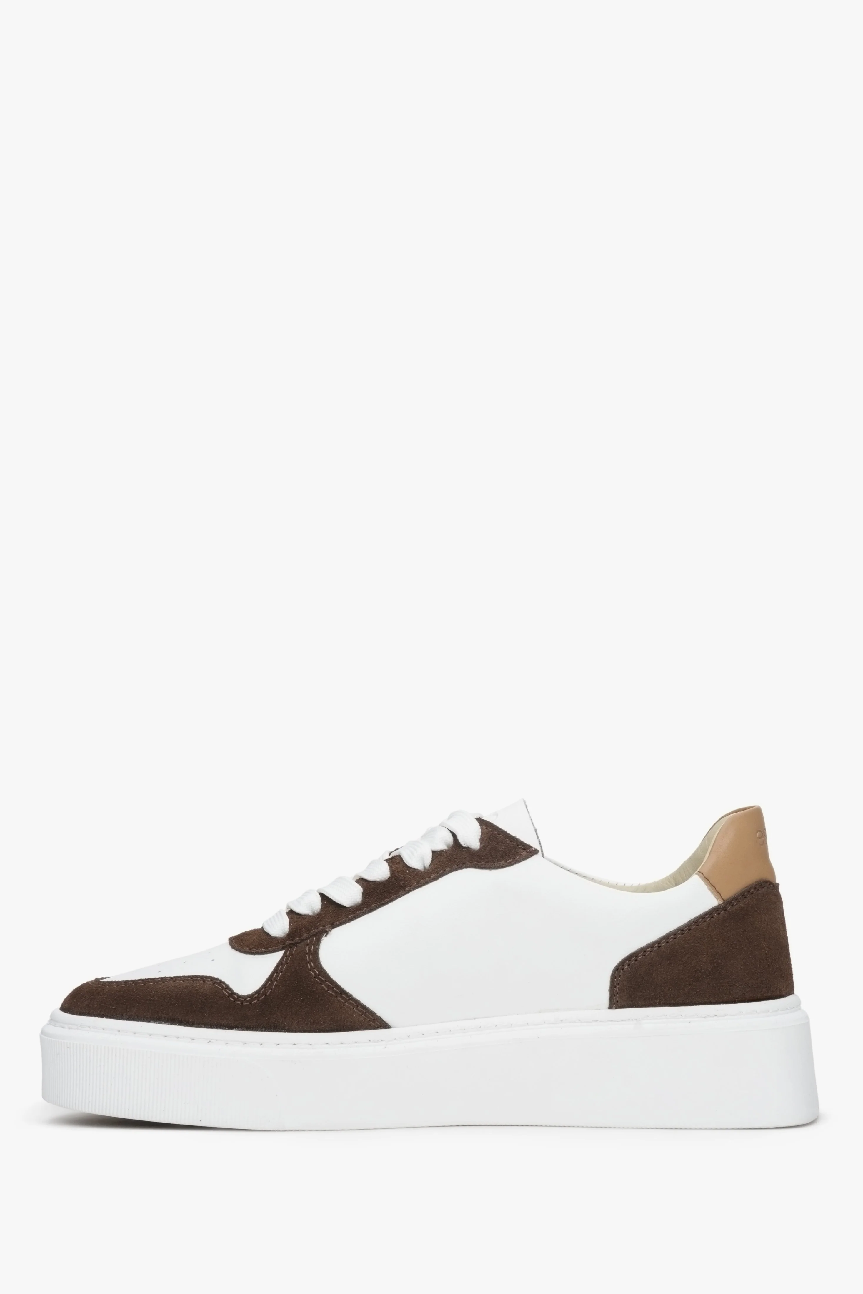 Brązowo-białe sneakersy damskie ze skóry i weluru naturalnego Estro ER00113061 - Image 6