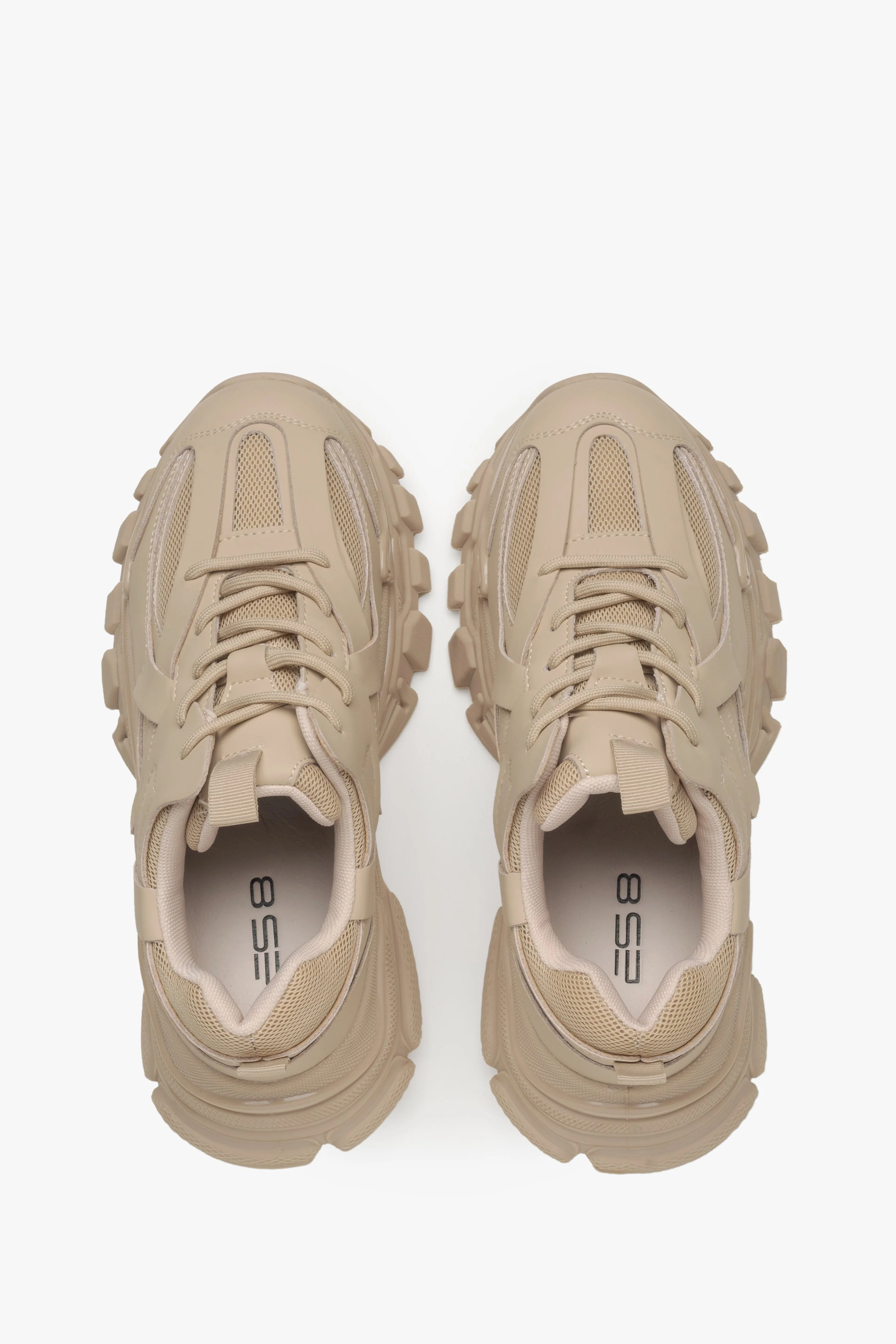 Beżowe sneakersy damskie na grubej podeszwie ES8 ER00115759 - Image 4