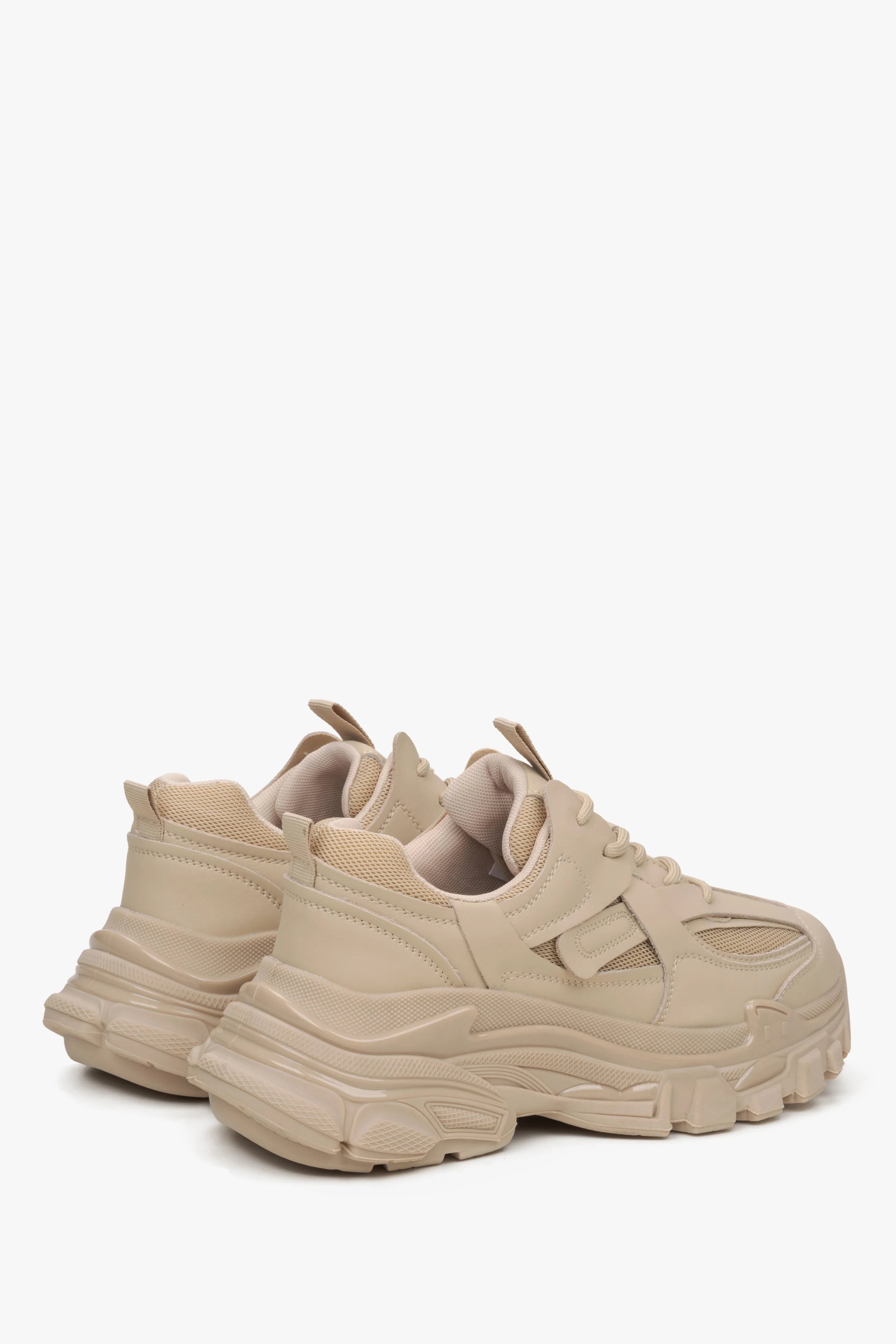 Beżowe sneakersy damskie na grubej podeszwie ES8 ER00115759 - Image 5