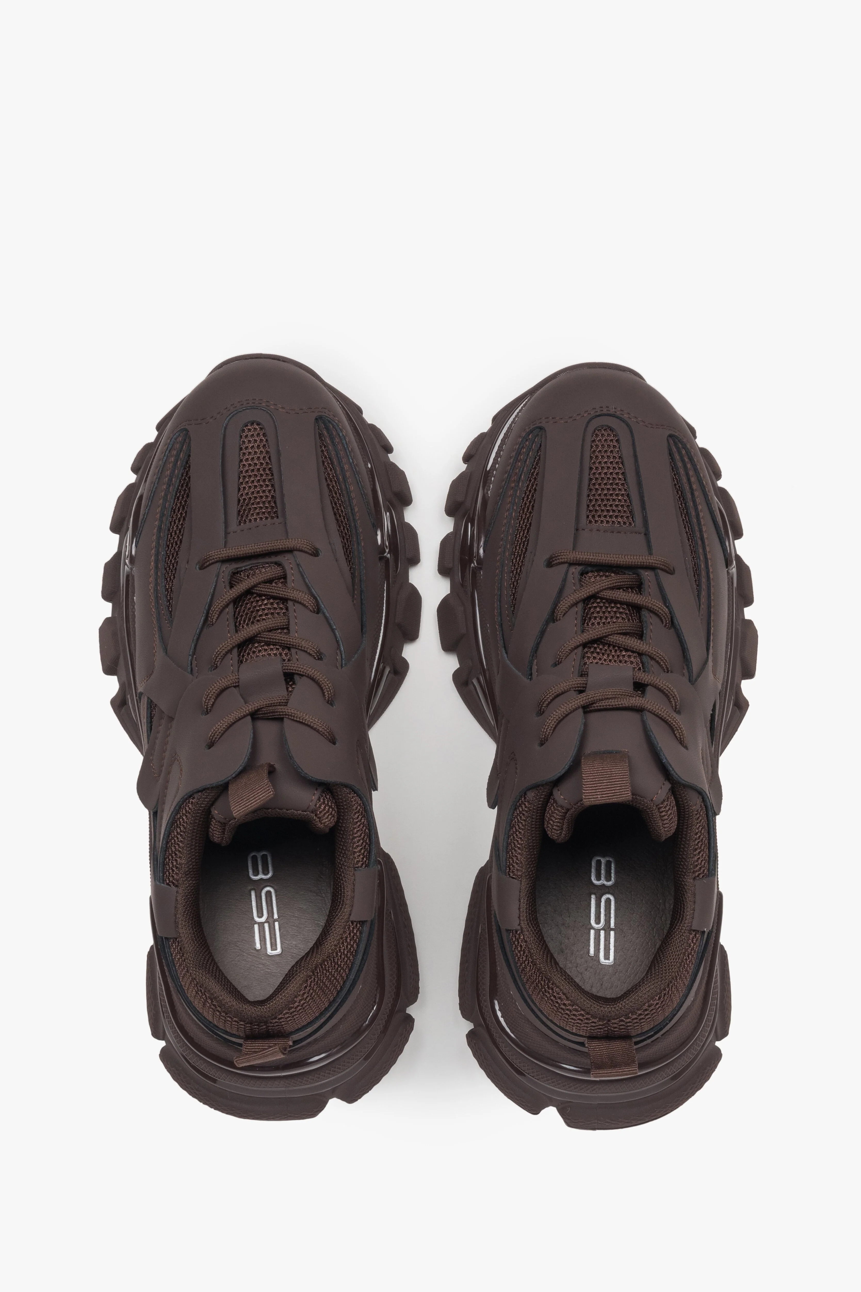 Ciemnobrązowe sneakersy damskie na grubej podeszwie ES8 ER00114314 - Image 6