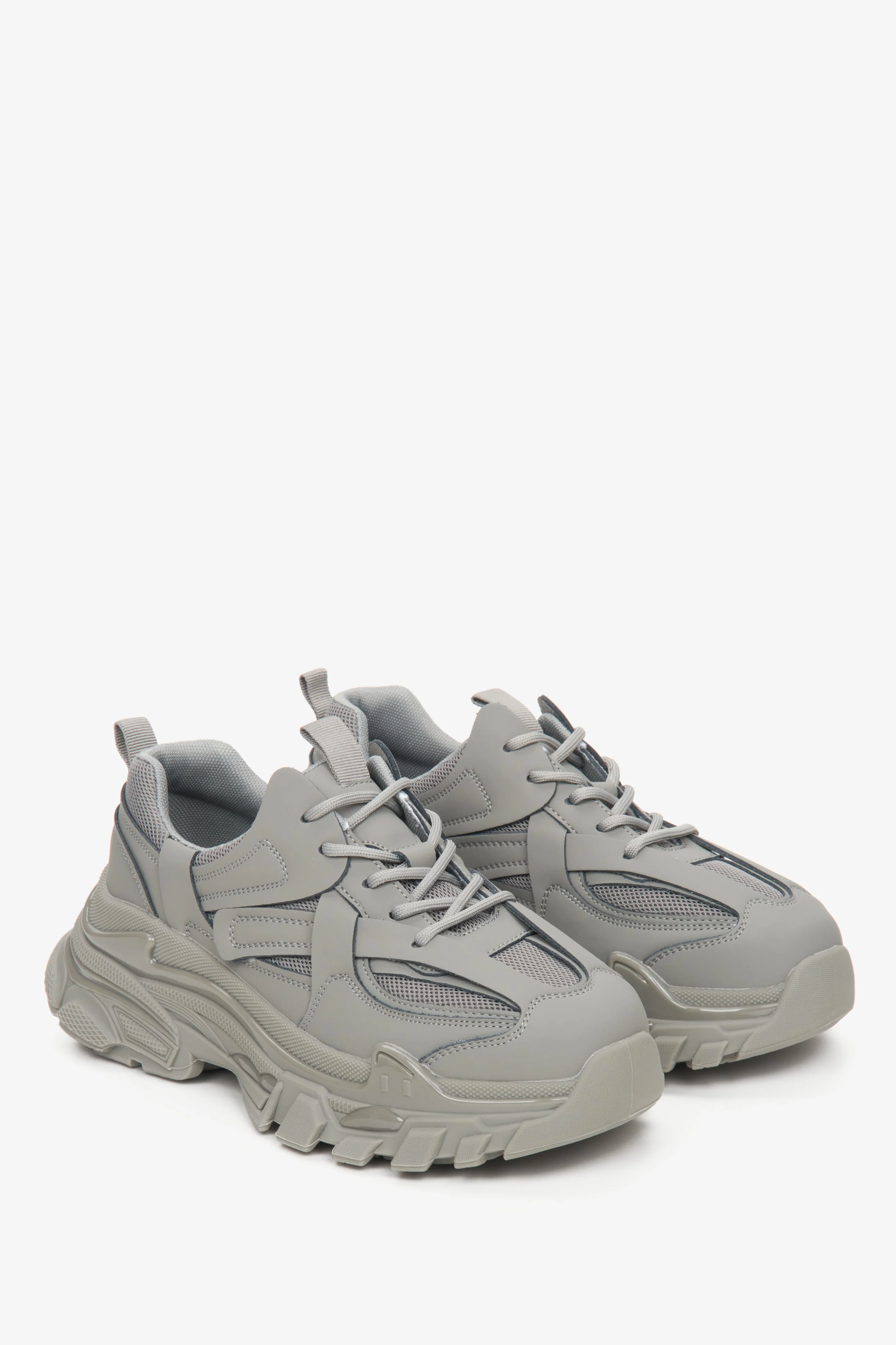 Szare sneakersy damskie na grubej podeszwie ES8 ER00112611 - Image 3