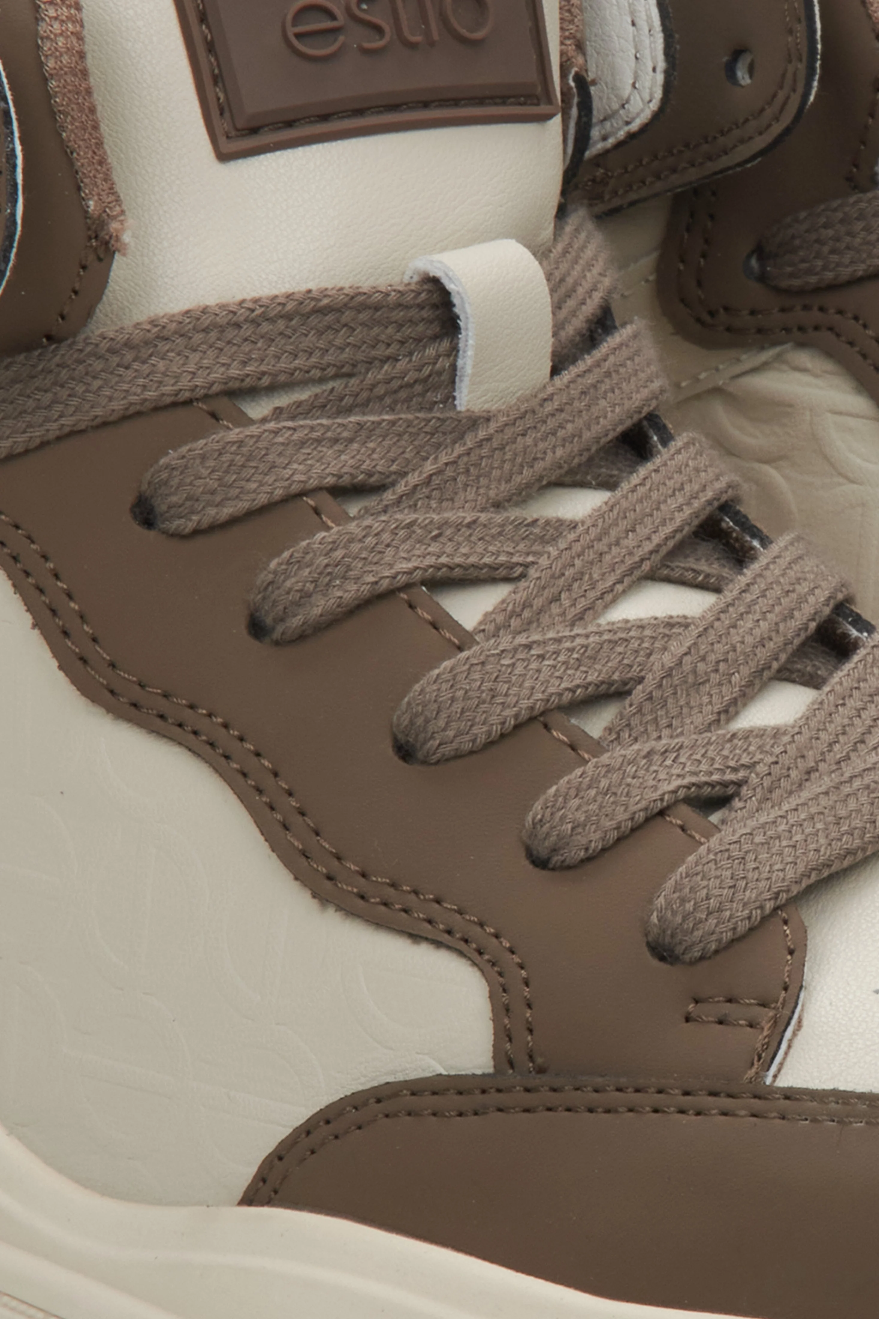 Beżowo-brązowe wysokie sneakersy damskie ze skóry Estro ER00114190 - Image 6
