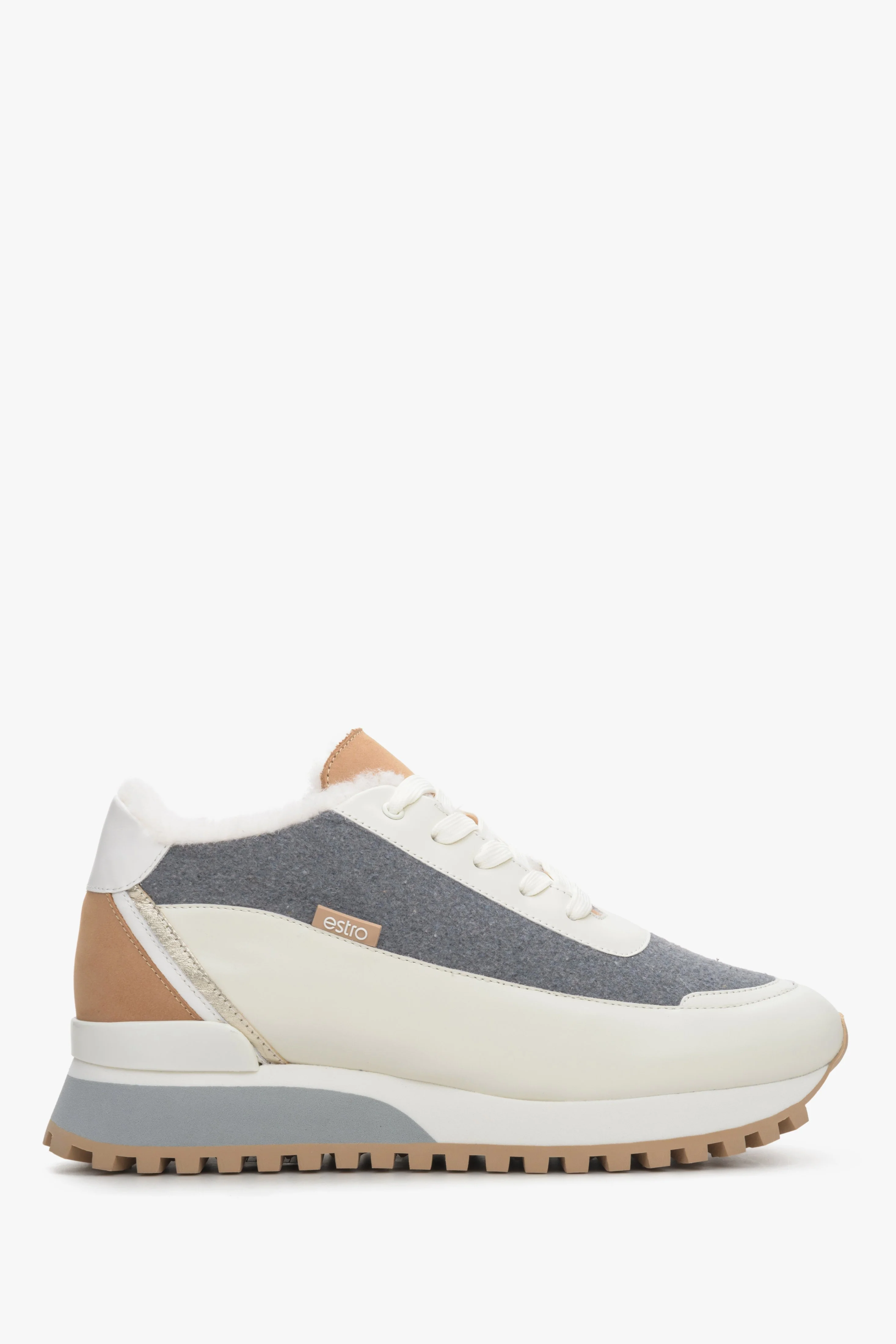 Skórzane sneakersy damskie na zimę z futrzanym wypełnieniem Estro ER00114142 - Image 2