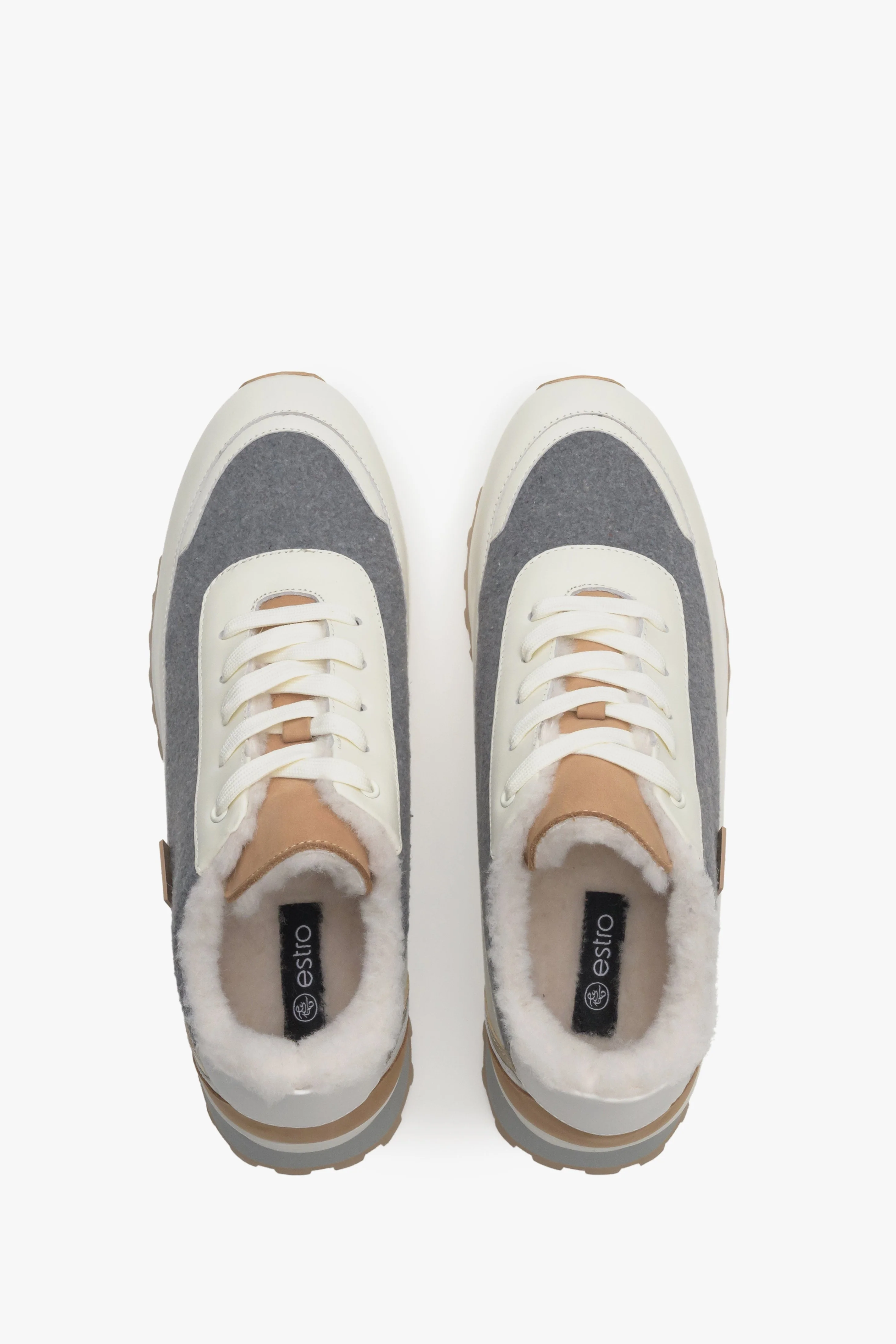 Skórzane sneakersy damskie na zimę z futrzanym wypełnieniem Estro ER00114142 - Image 7