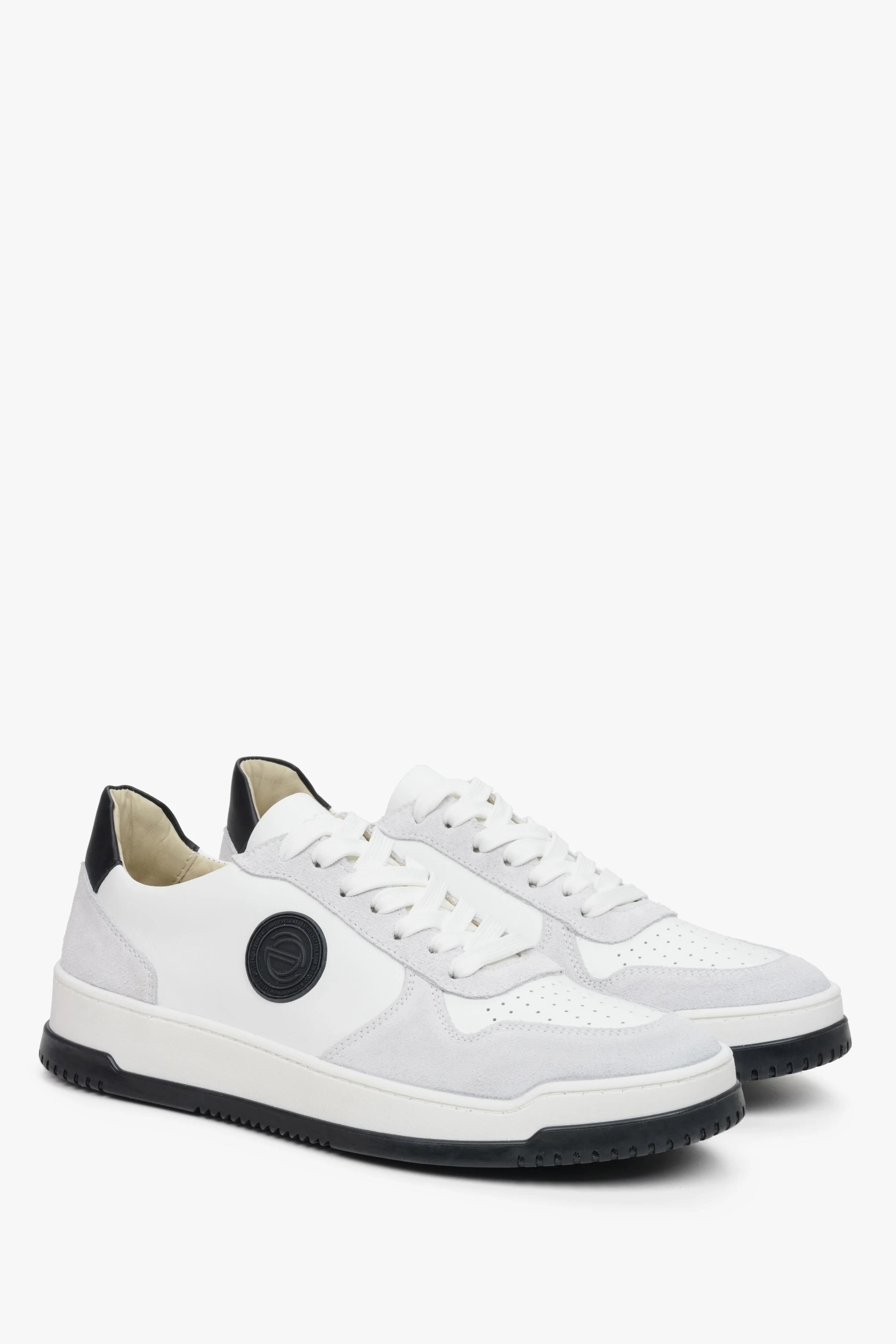 Biało-szare sneakersy męskie z zamszu i skóry naturalniej Estro ER00113018 - Image 3