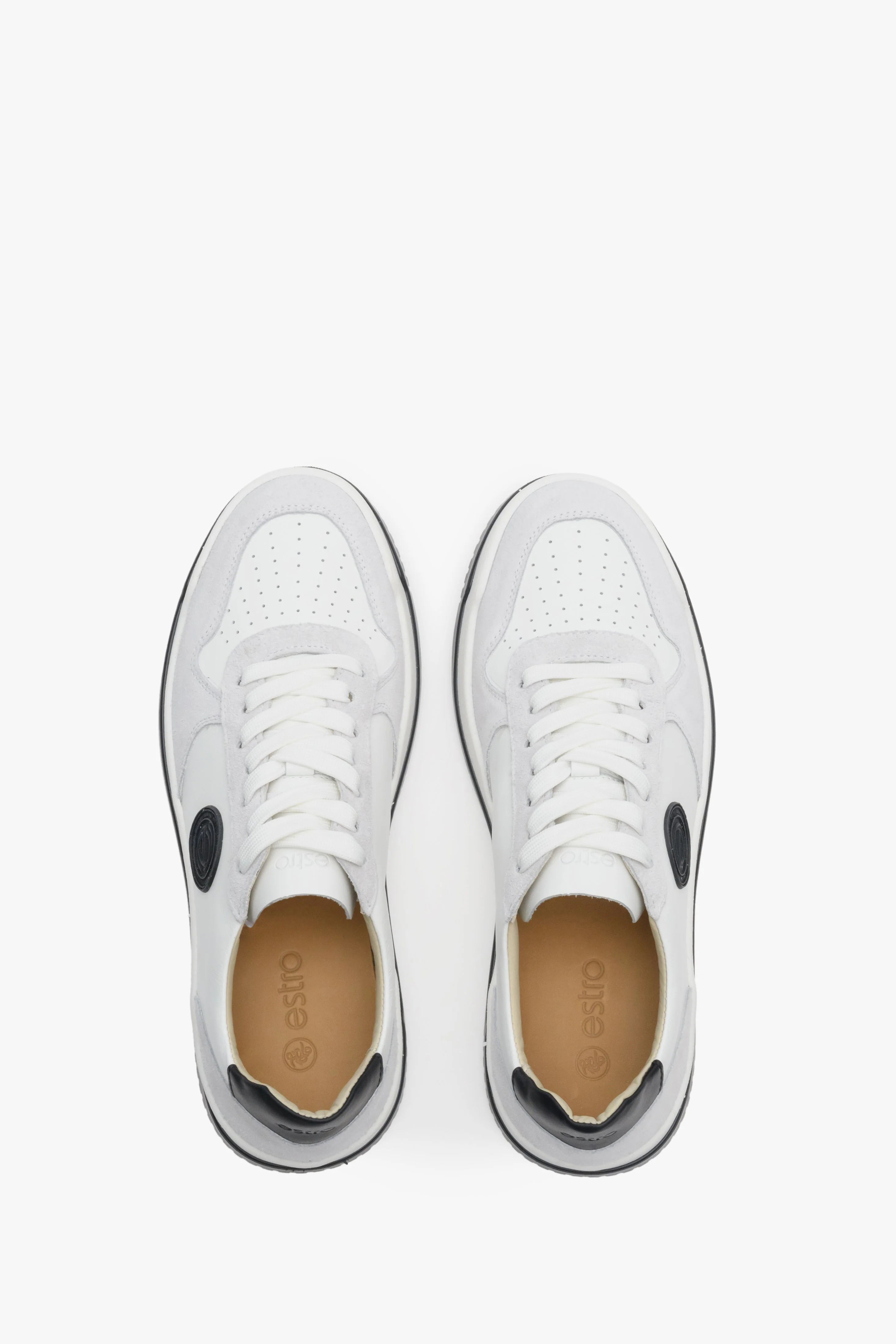 Biało-szare sneakersy męskie z zamszu i skóry naturalniej Estro ER00113018 - Image 4
