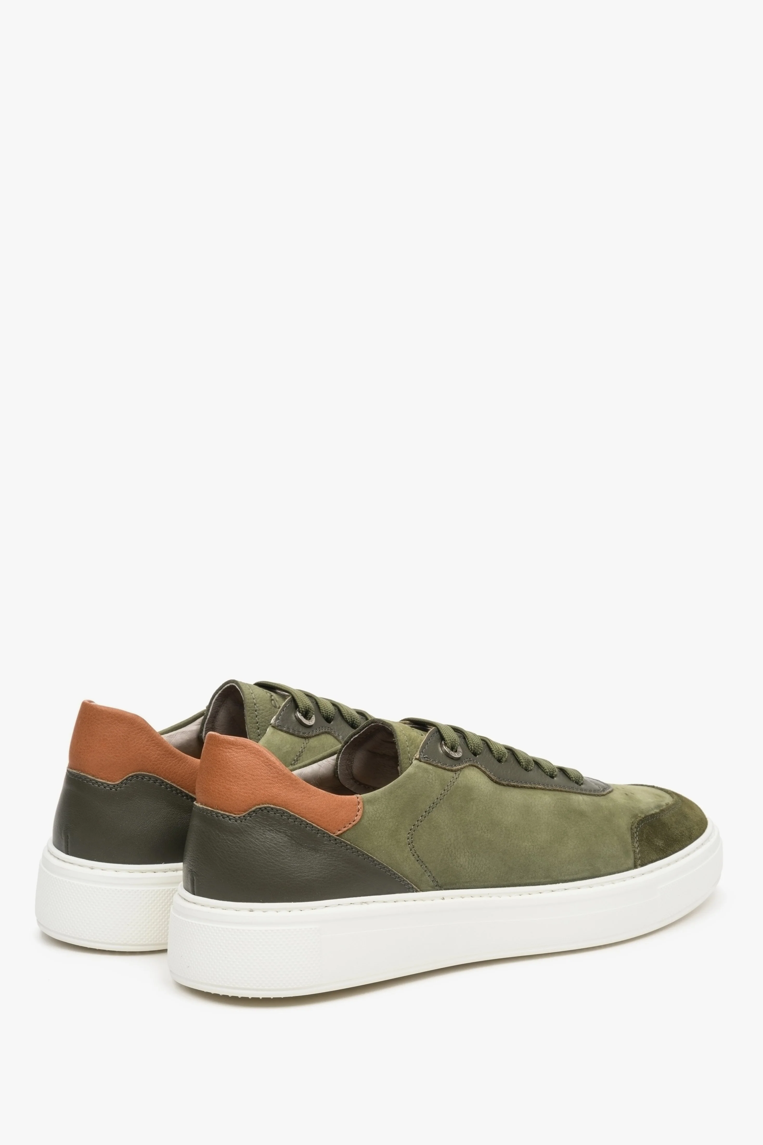 Zielono-brązowe sneakersy męskie ze nubuku na wiosnę Estro ER00112971 - Image 5