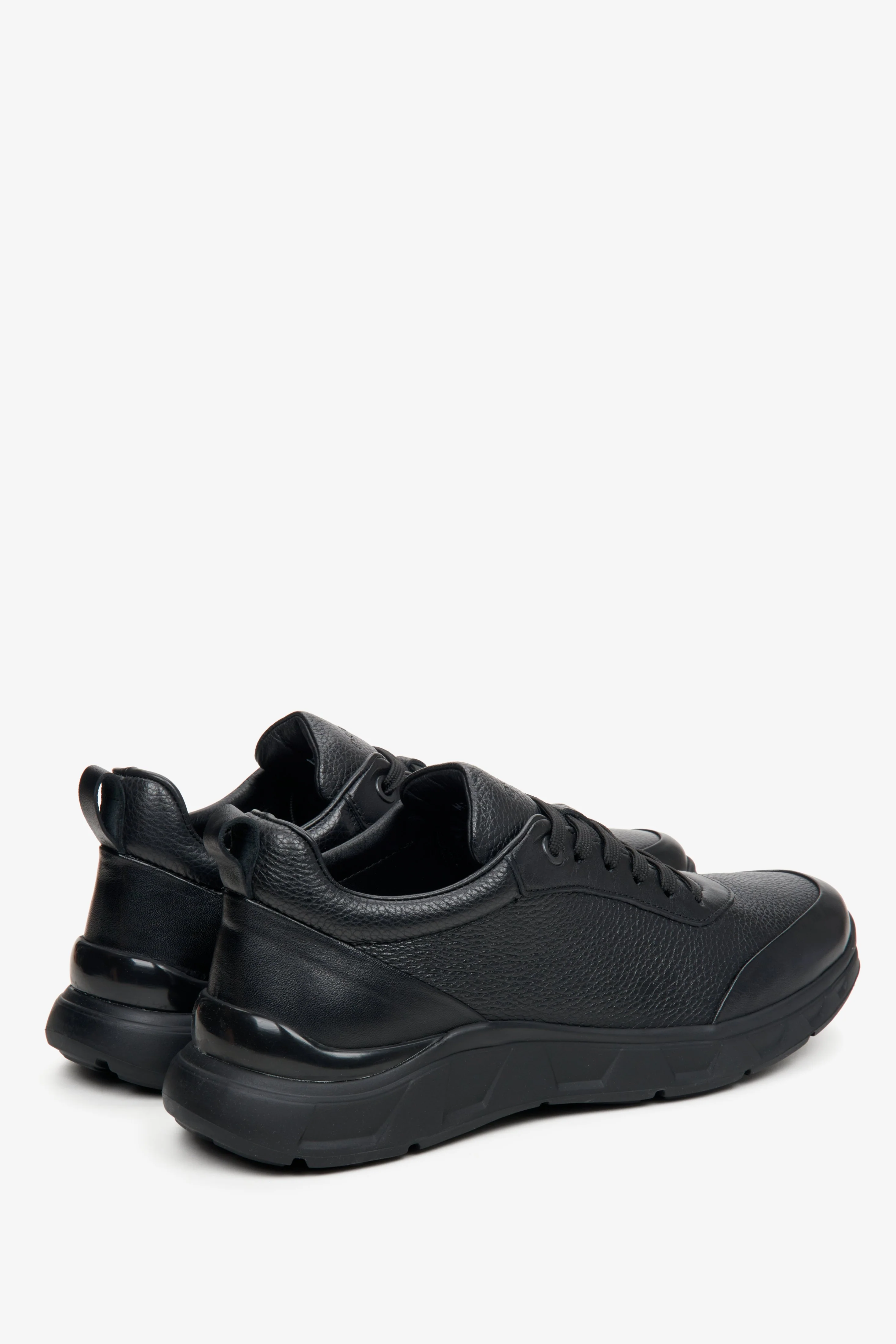 Czarne sneakersy męskie z teksturowanej skóry naturalnej Estro ER00113801 - Image 5