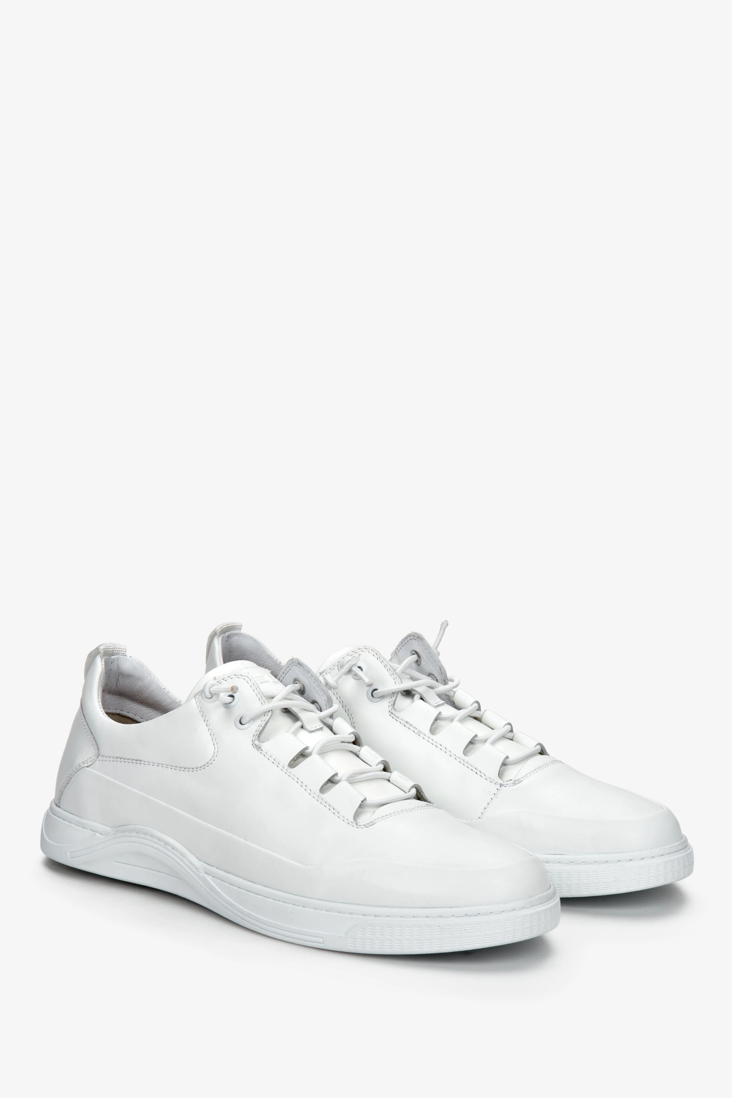 Białe sneakersy męskie ze skóry naturalnej na wiosnę ES8 ER00110939 - Image 2