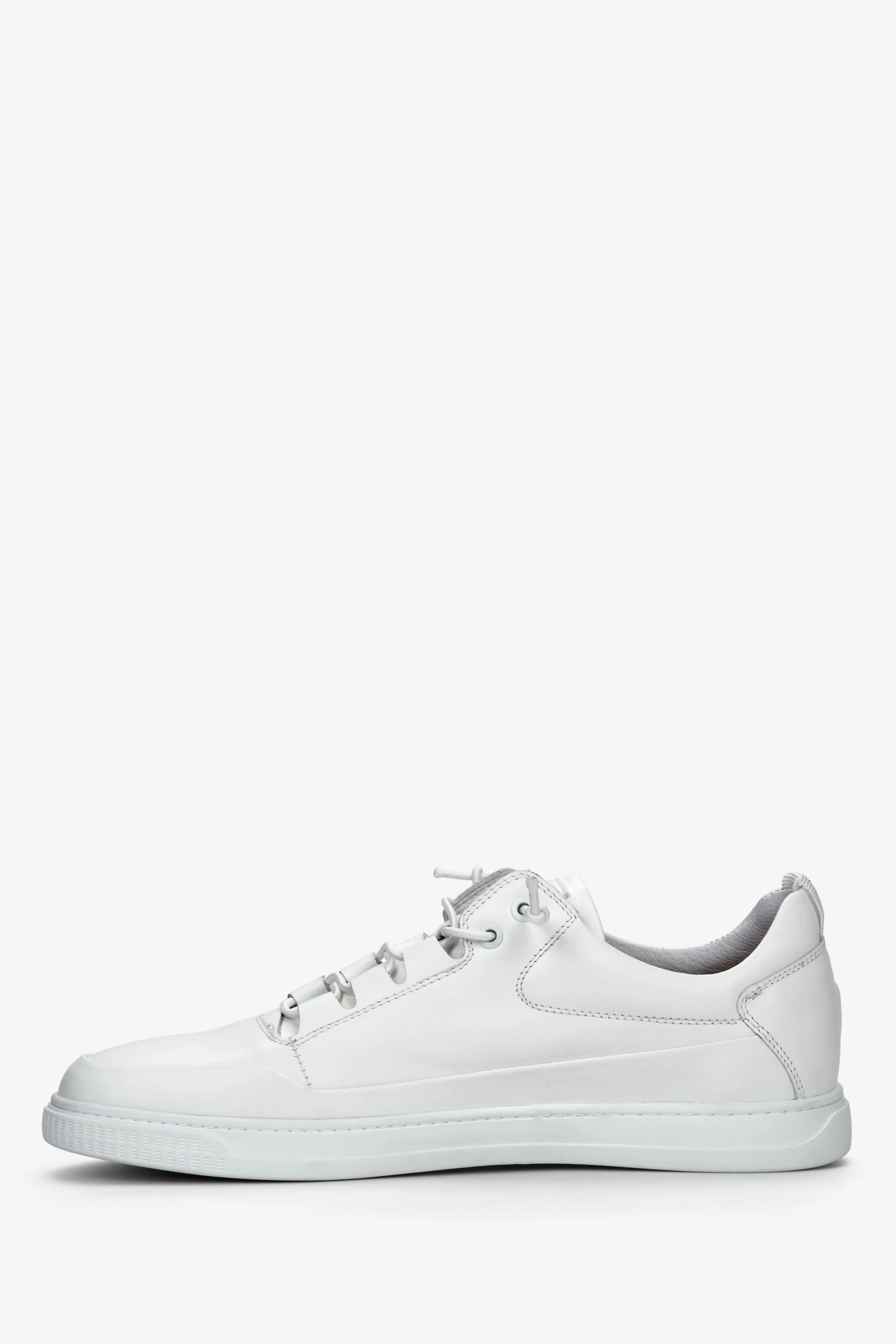 Białe sneakersy męskie ze skóry naturalnej na wiosnę ES8 ER00110939 - Image 3