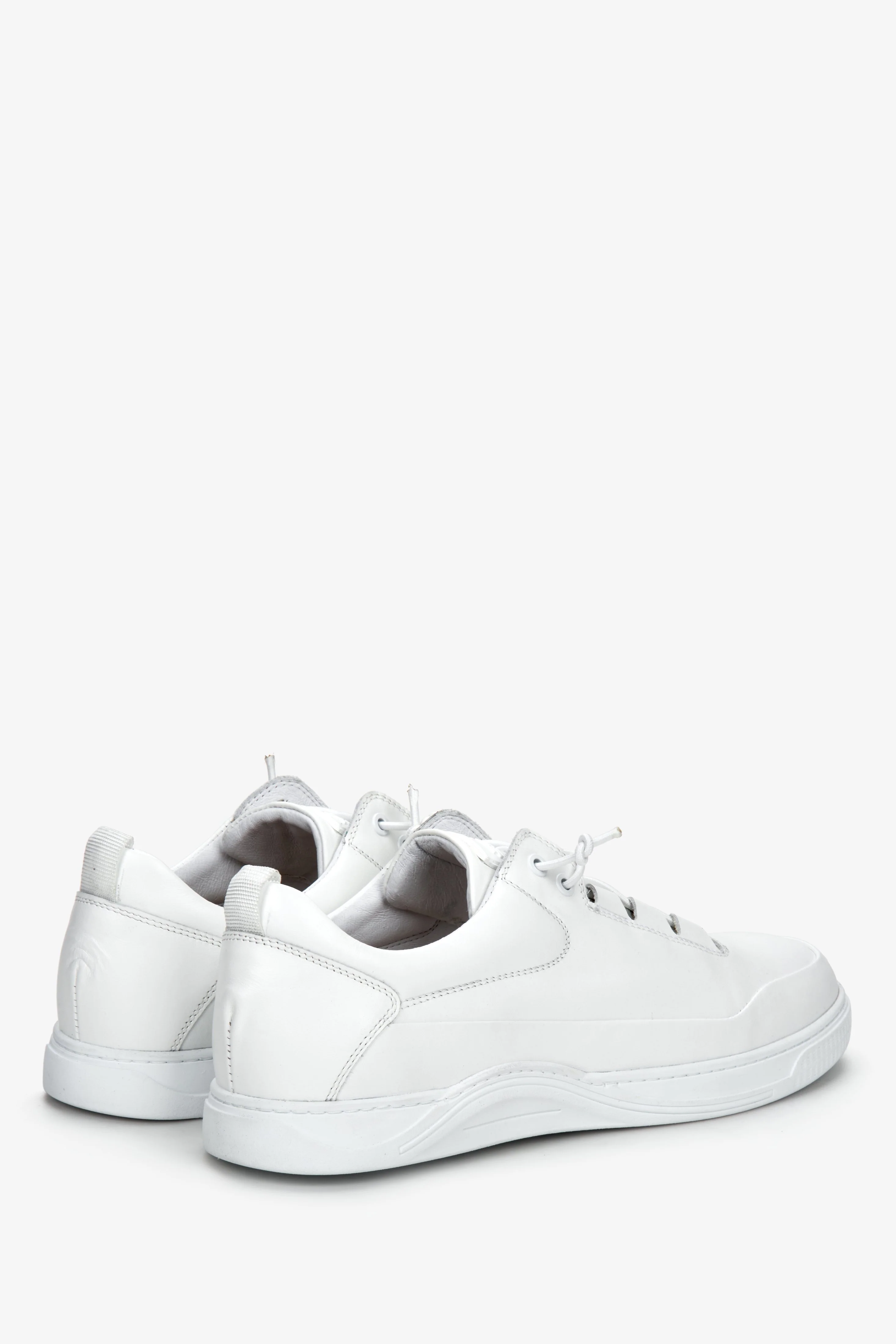 Białe sneakersy męskie ze skóry naturalnej na wiosnę ES8 ER00110939 - Image 5