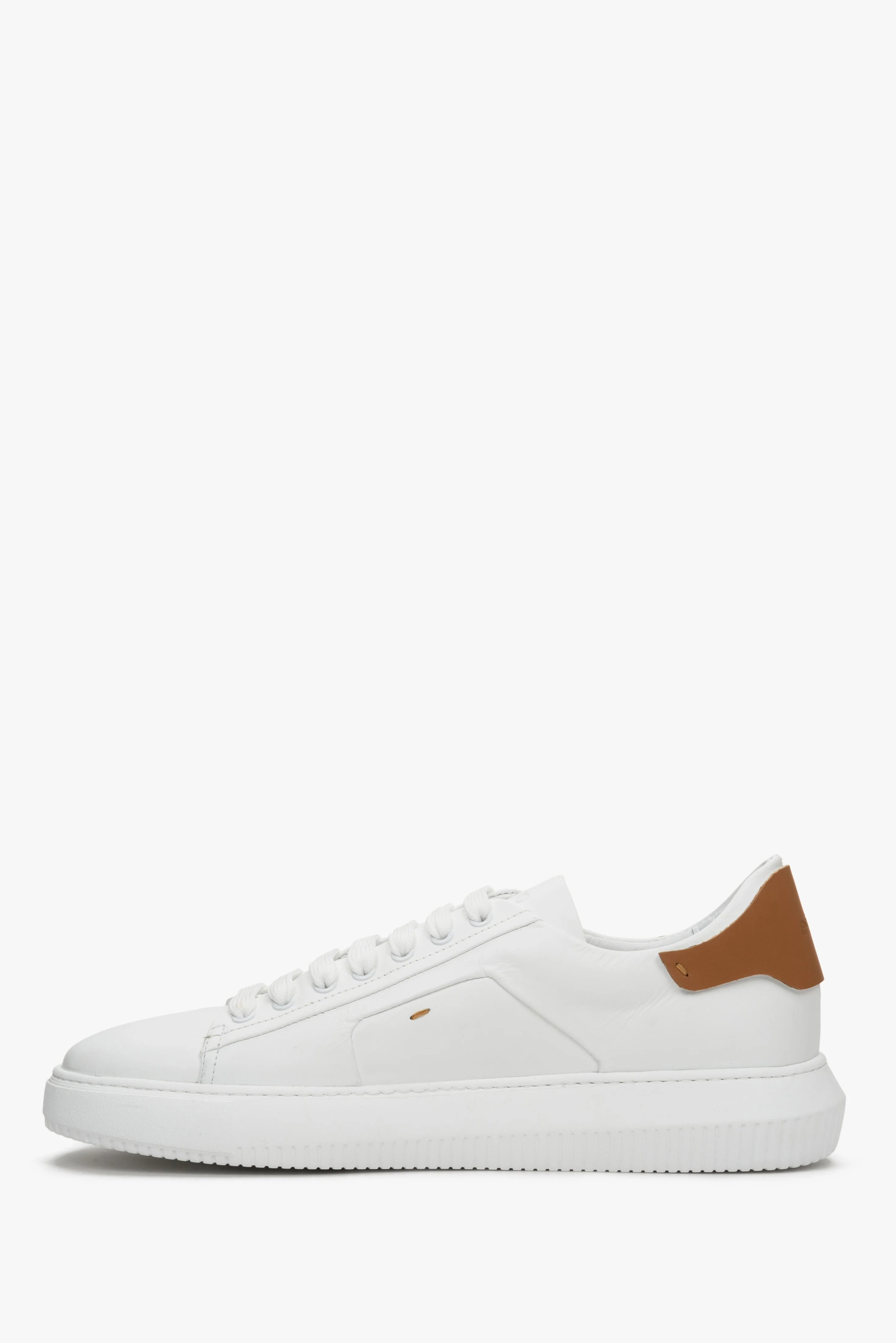 Biało-brązowe sneakersy męskie ze skóry naturalnej Estro ER00111138 - Image 3