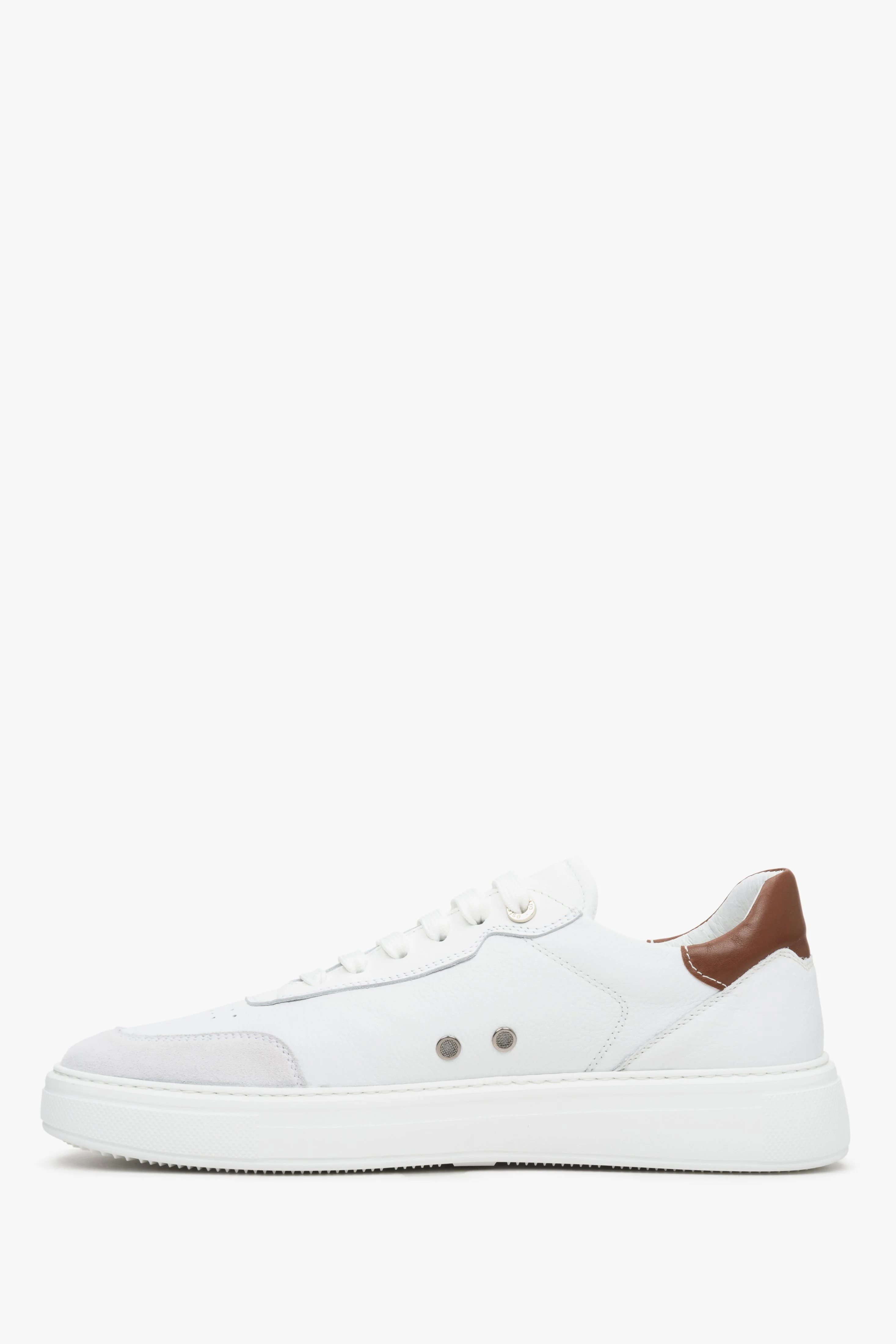 Białe sneakersy męskie ze skóry naturalnej na wiosnę Estro ER00112843 - Image 6