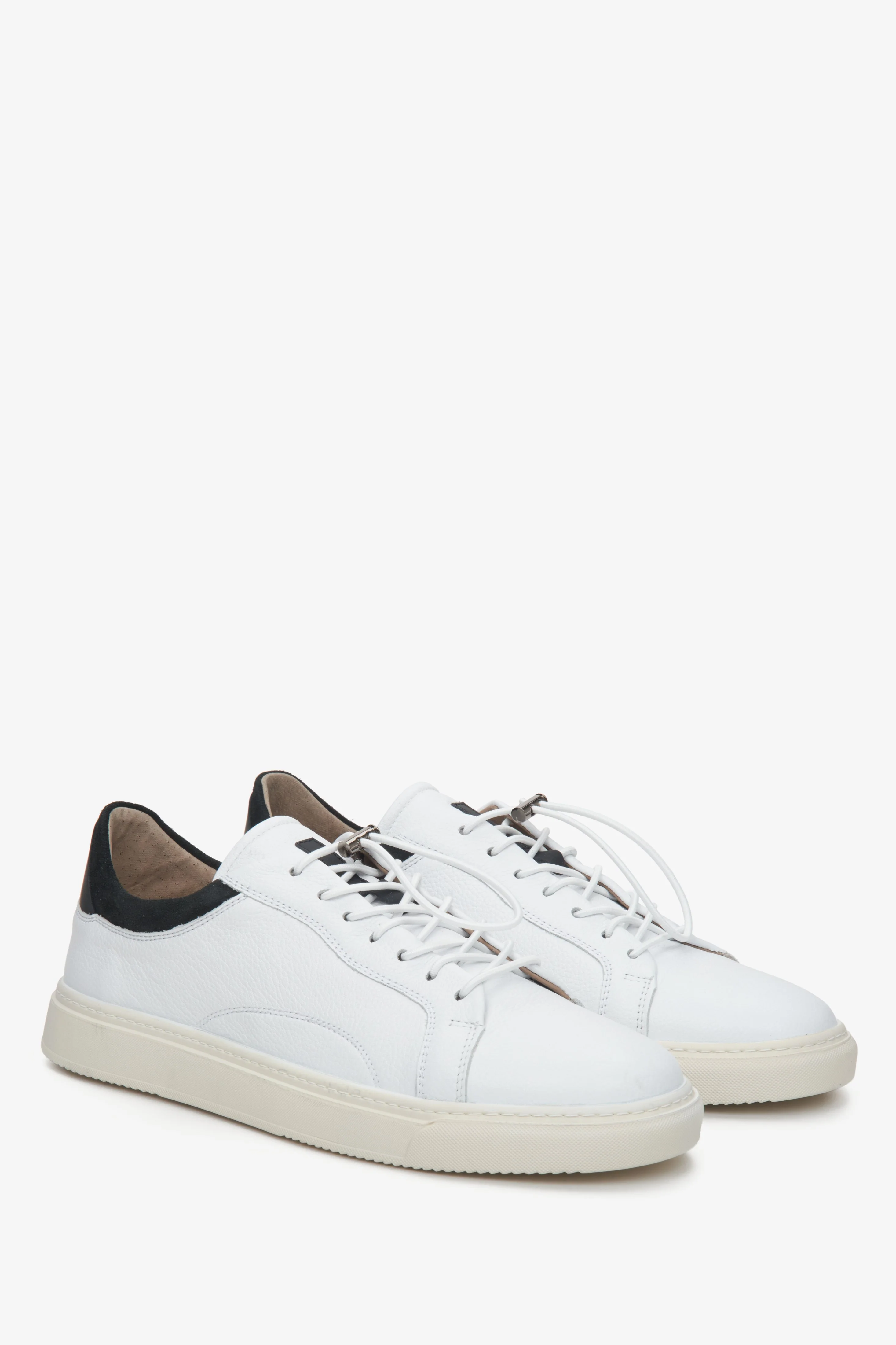 Białe skórzane sneakersy męskie na wiosnę Estro ER00112615 - Image 3