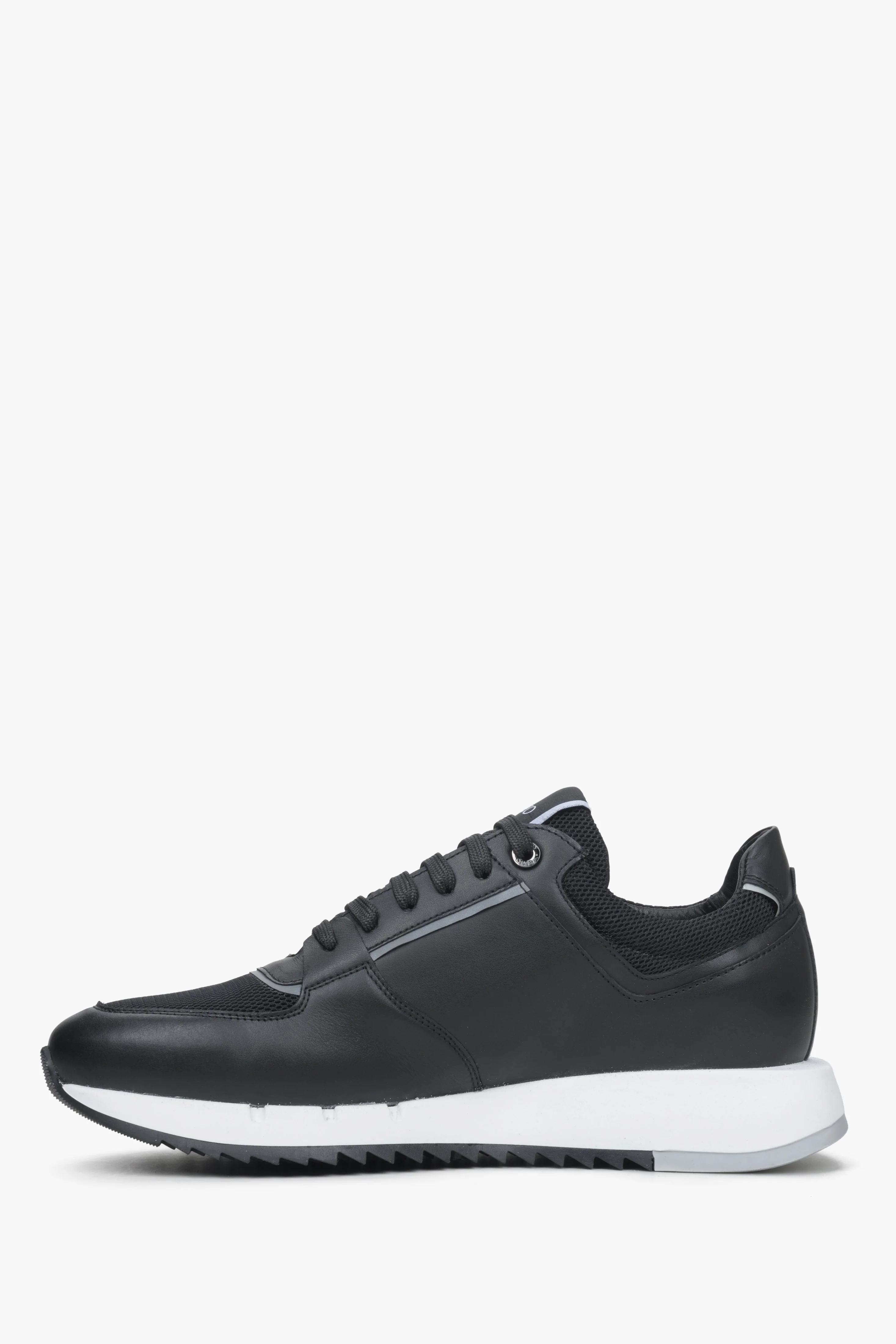 Czarne skórzane sneakersy męskie z elastyczną podeszwą Estro ER00114547 - Image 3