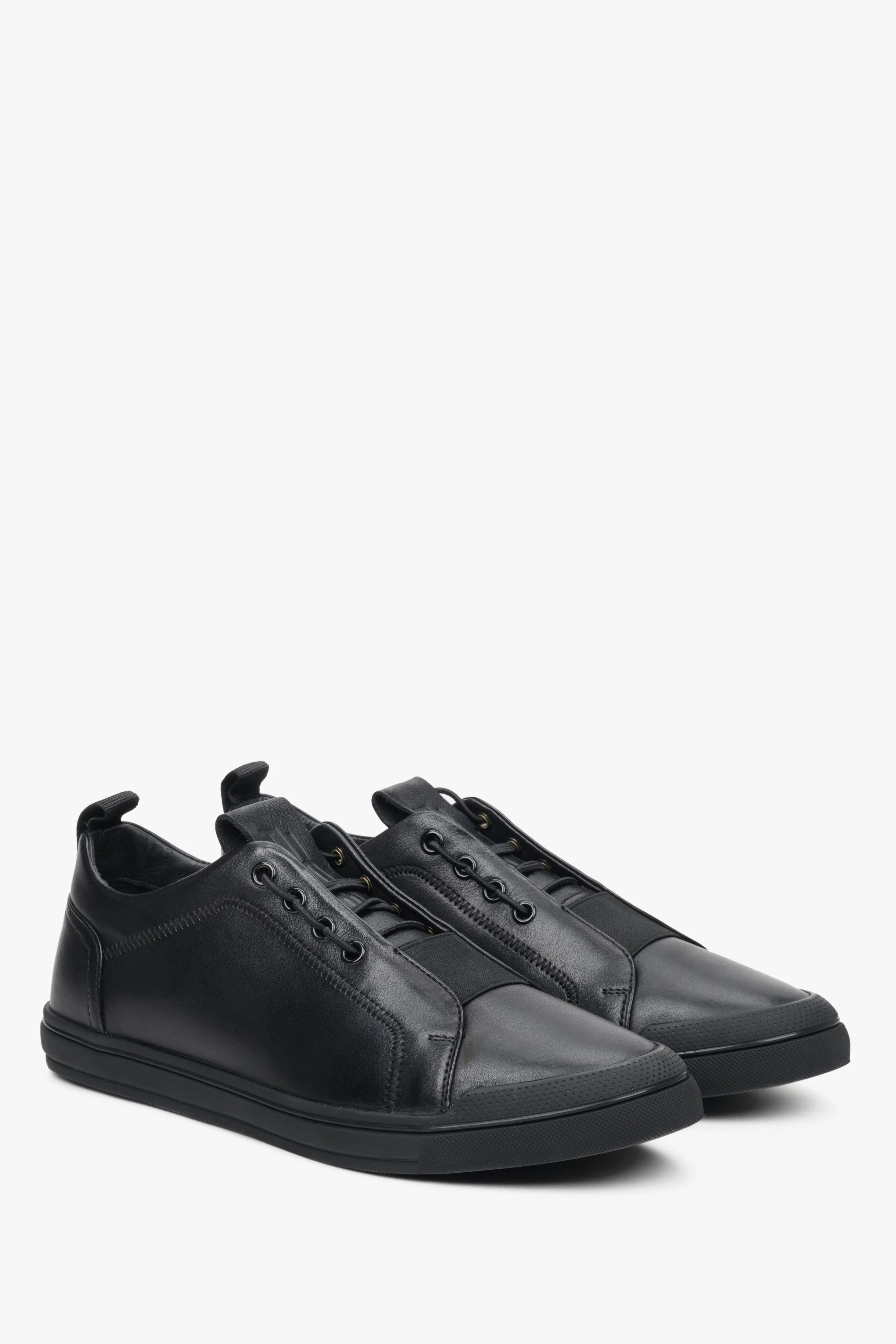 Czarne skórzane sneakersy męskie na wiosnę Estro ER00112391 - Image 2