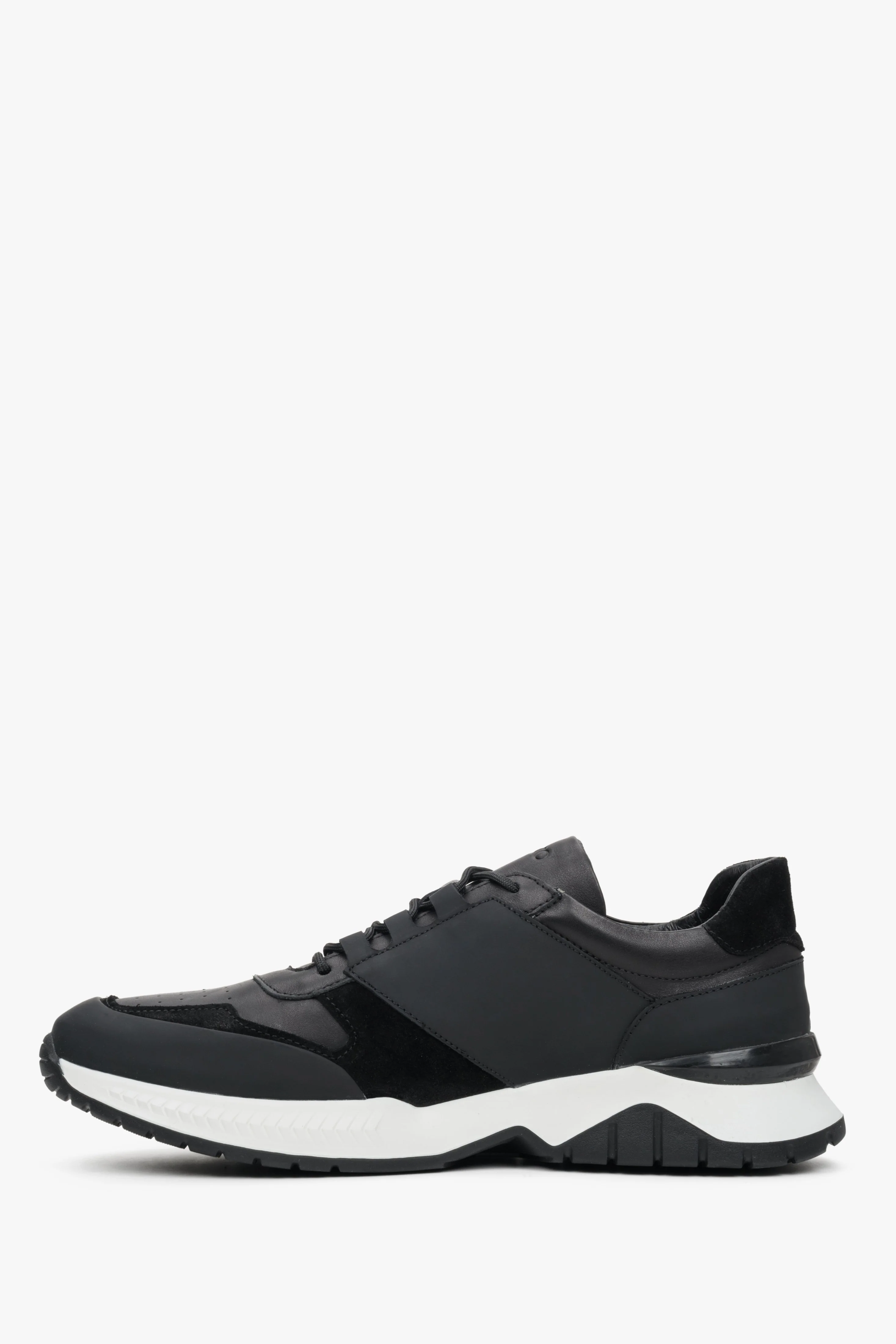 Sneakersy męskie czarno-białe ze skóry naturalnej Estro ER00111828 - Image 3