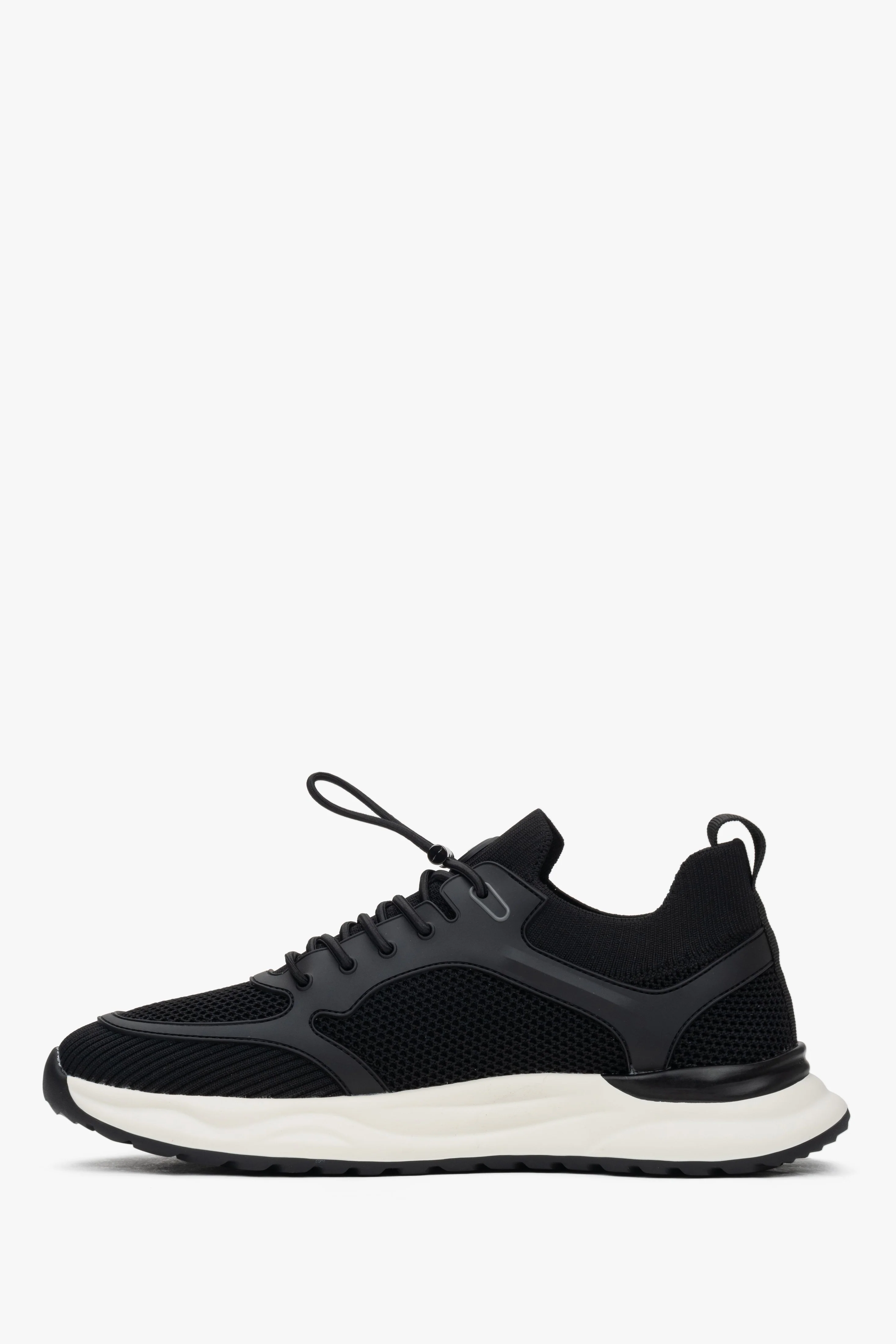 Czarne sportowe sneakersy męskie z miękkich tekstyliów i przewiewnej siateczki ES8 ER00116996 - Image 3