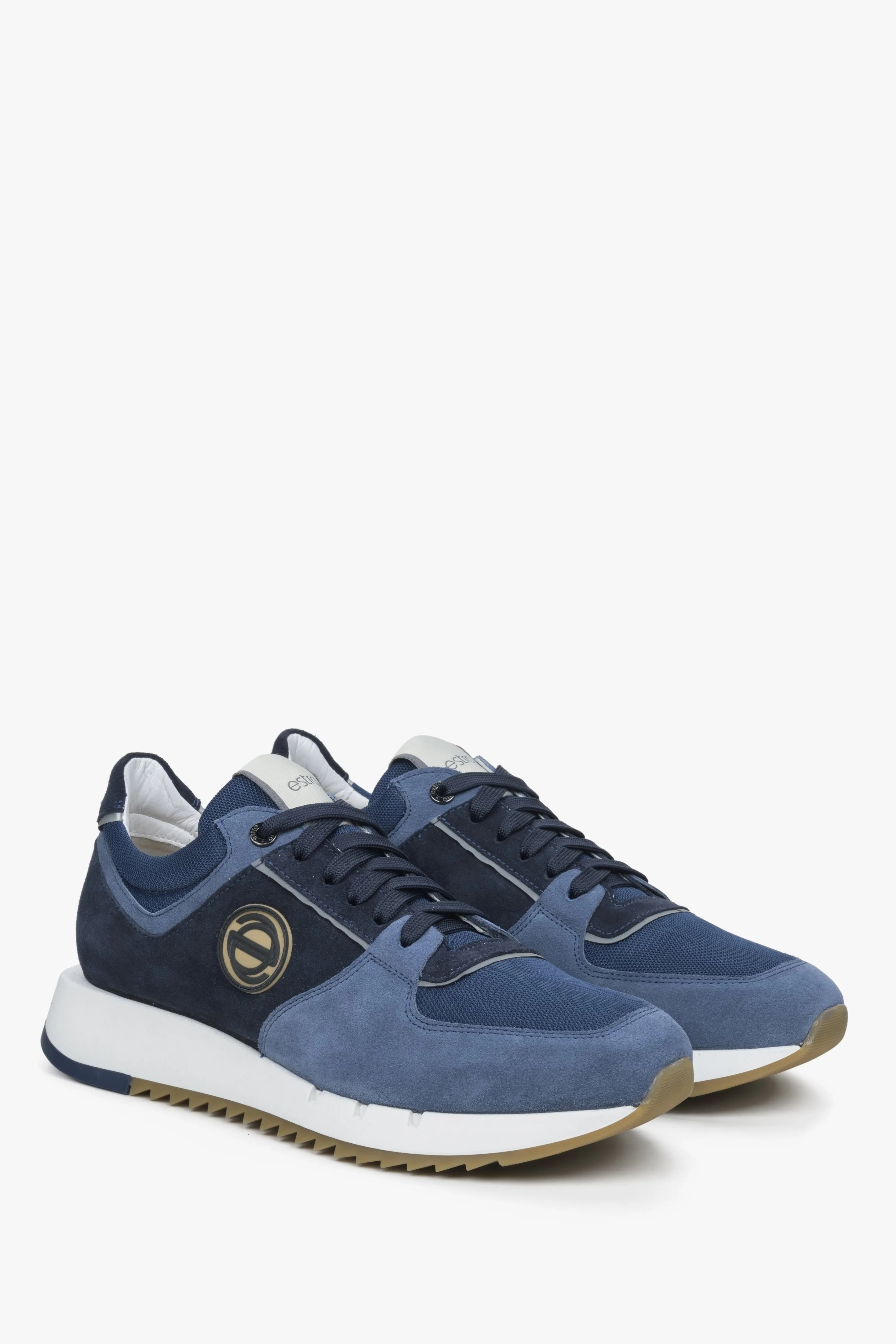 Czarno-niebieskie sneakersy męskie z weluru z elastyczną podeszwą Estro ER00114548 - Image 2