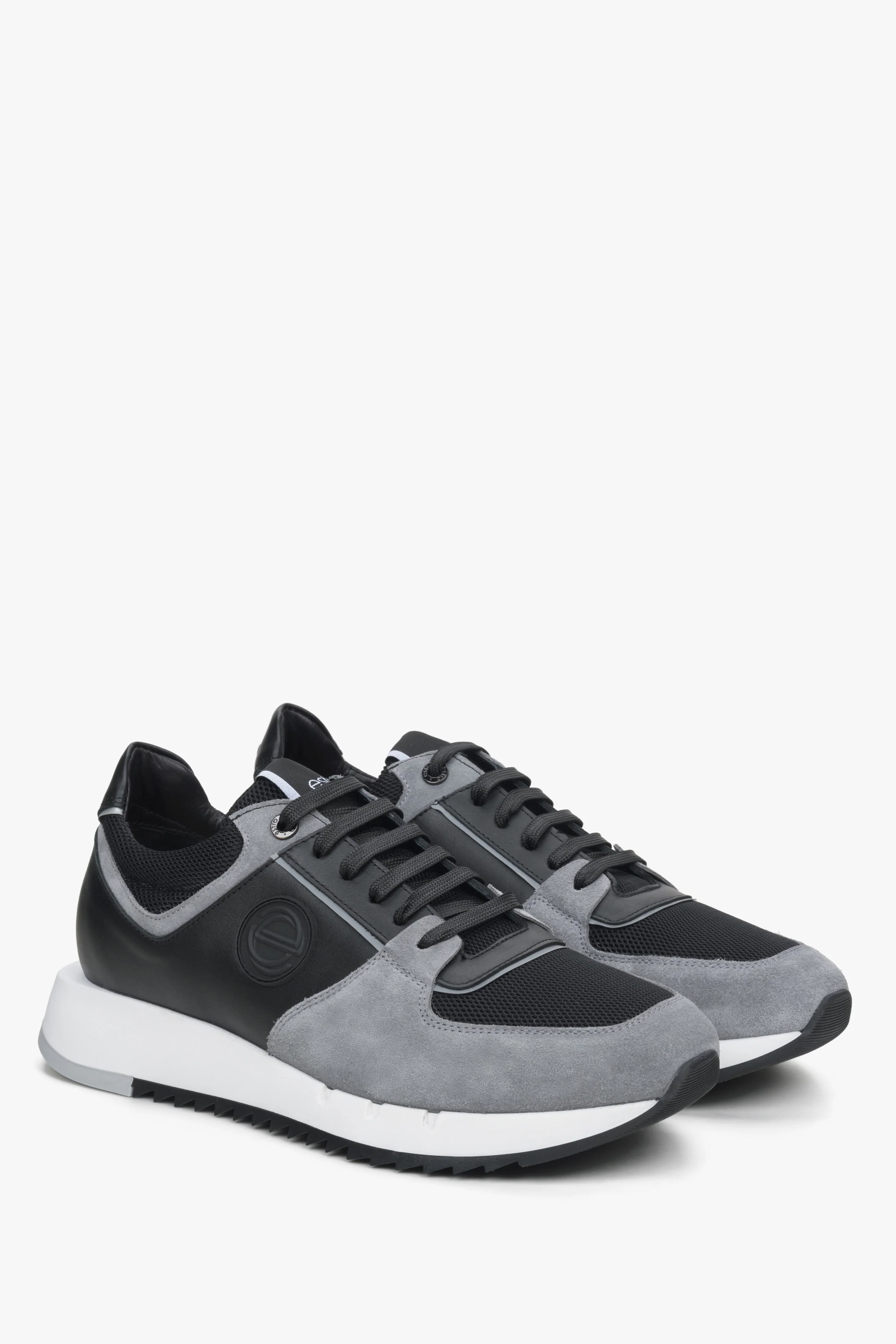 Czarno-szare sneakersy męskie z weluru z elastyczną podeszwą Estro ER00114552 - Image 2