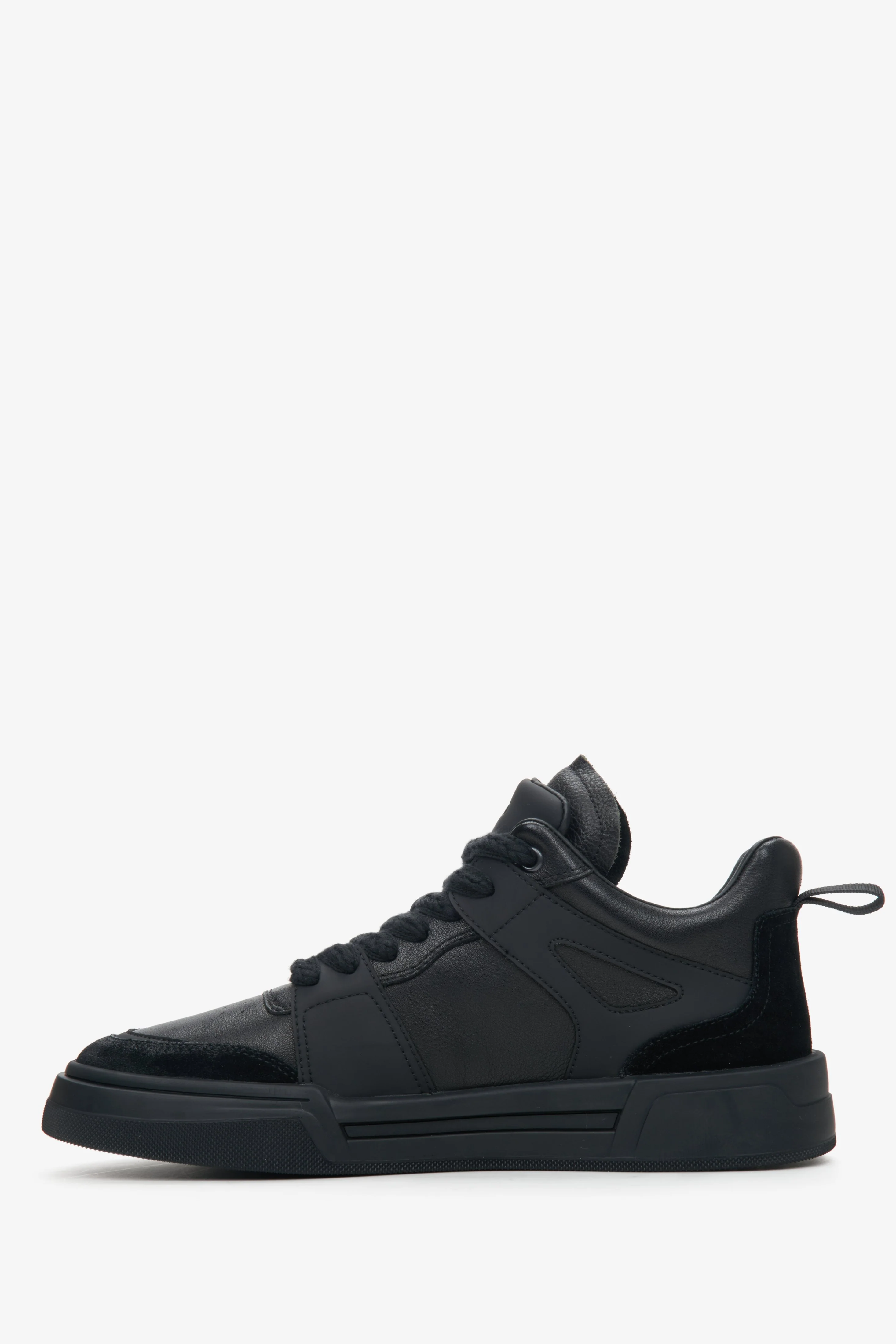 Czarne wysokie sneakersy męskie ze skóry i zamszu naturalnego Estro ER00114368 - Image 3