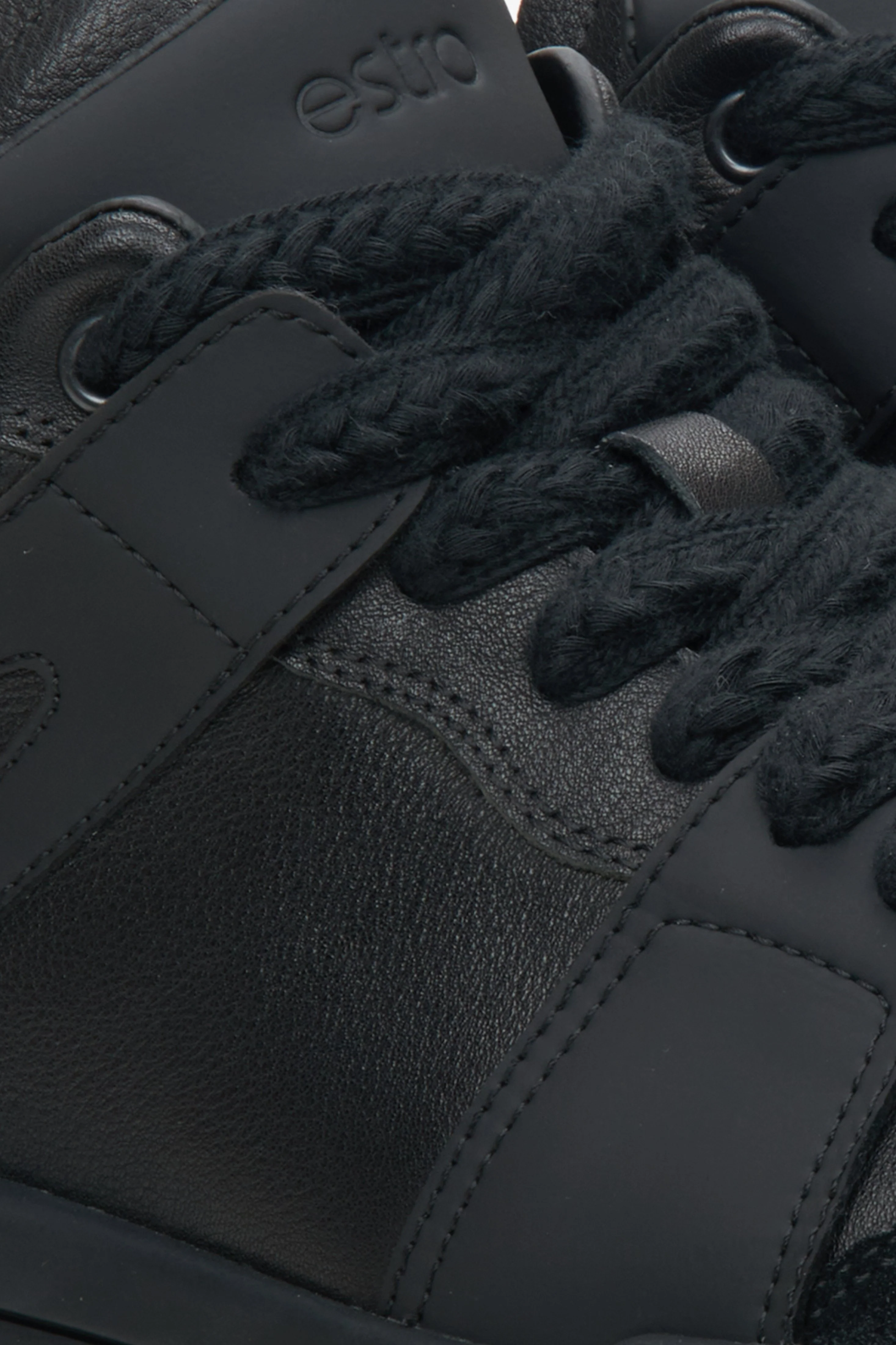 Czarne wysokie sneakersy męskie ze skóry i zamszu naturalnego Estro ER00114368 - Image 6