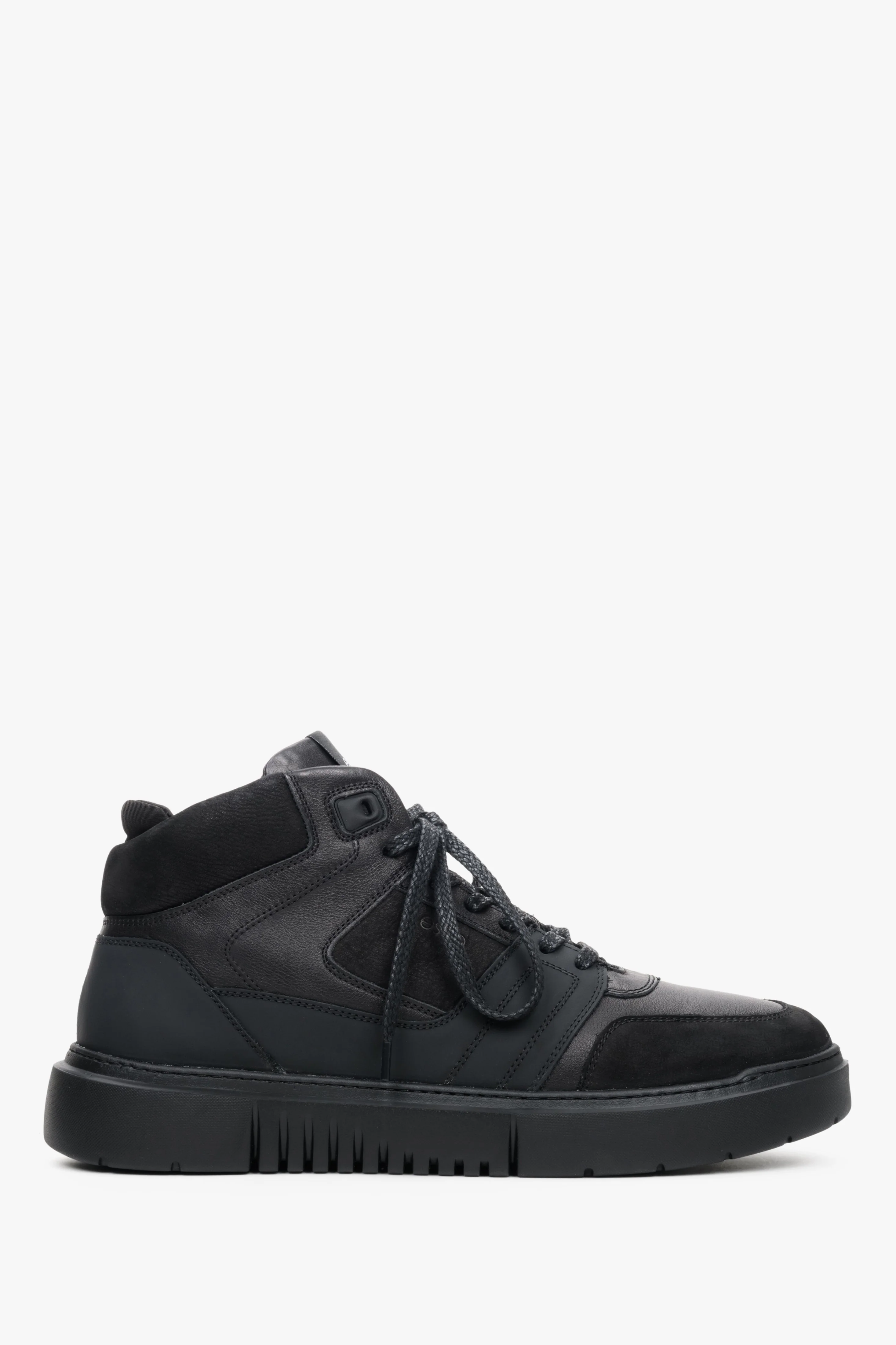 Czarne wysokie sneakersy męskie z ociepleniem skórzane Estro ER00110542 - Image 4
