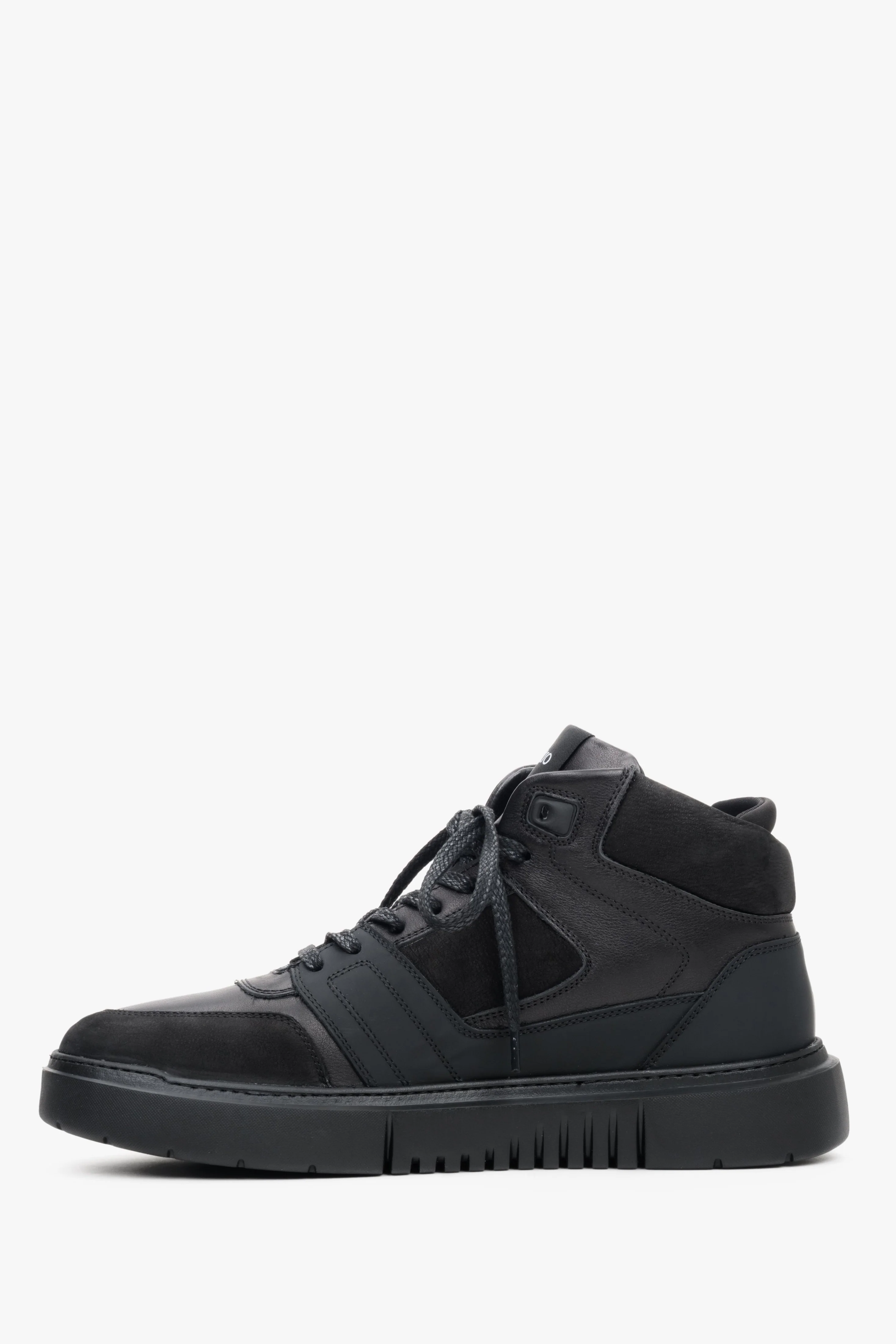 Czarne wysokie sneakersy męskie z ociepleniem skórzane Estro ER00110542 - Image 6