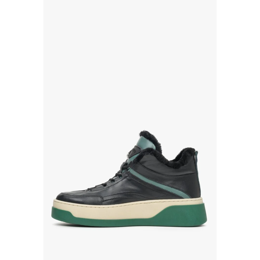 Zielone zimowe sneakersy damskie z futerkiem Estro ER00111963 - Image 6