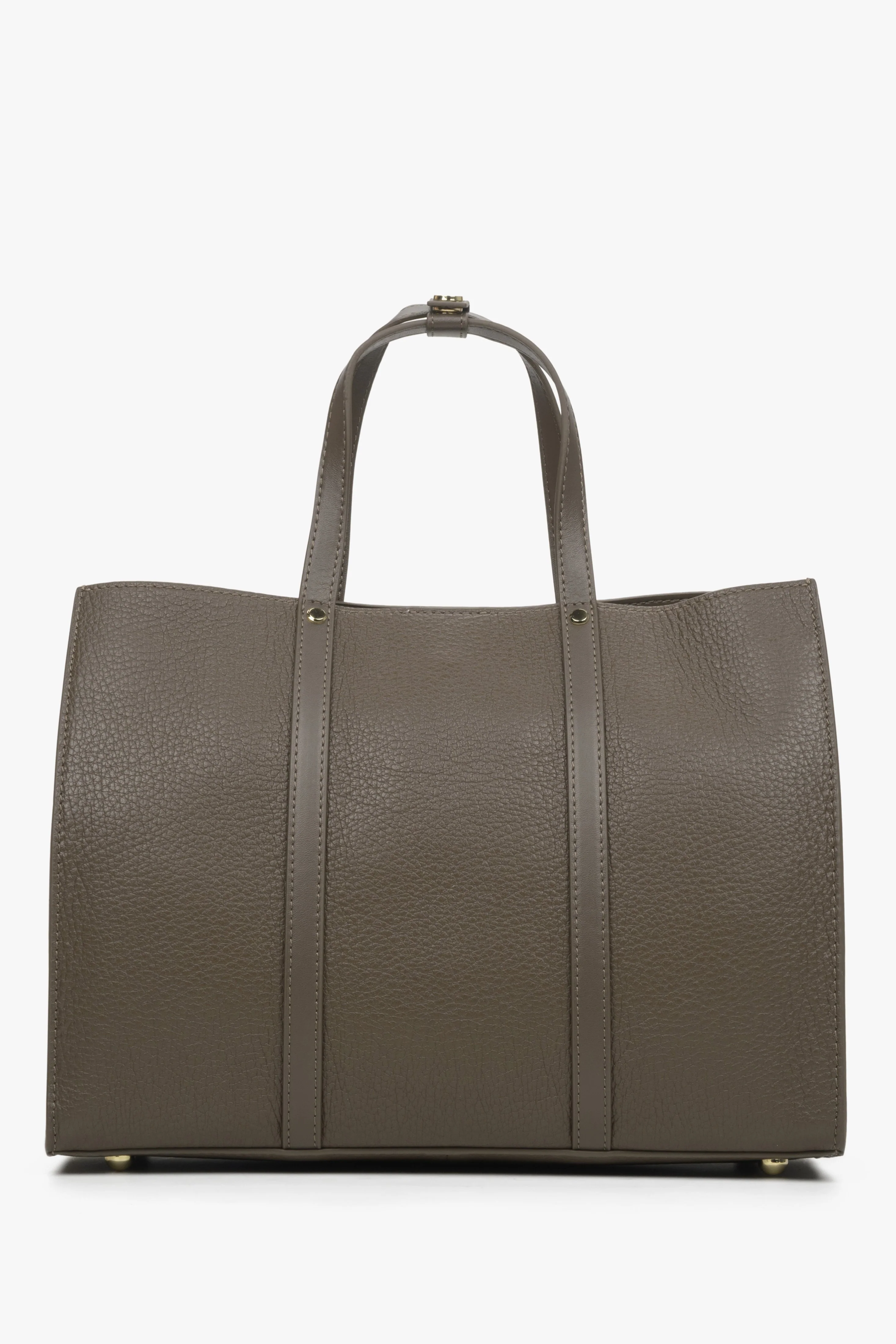 Pojemna brązowa torba damska typu shopper ze skóry naturalnej Estro ER00114411 - Image 3